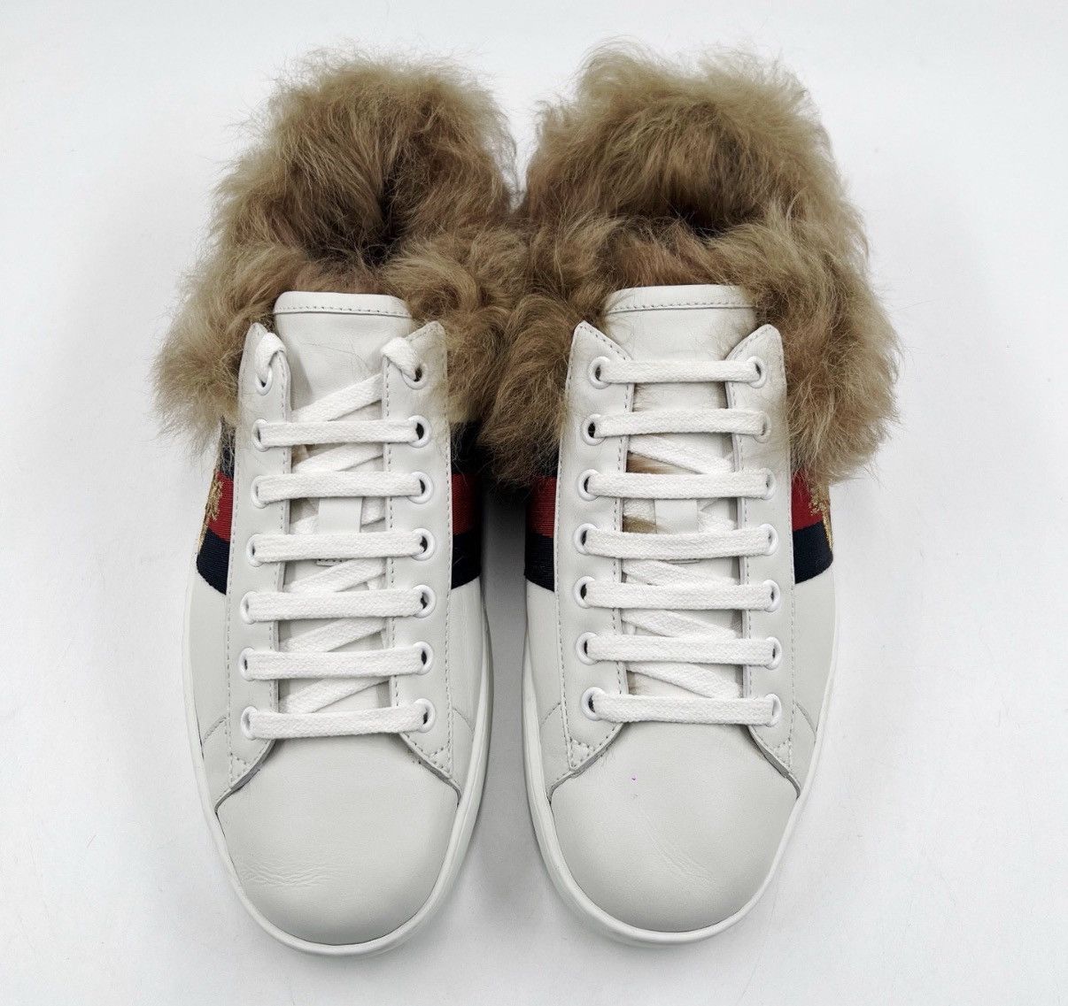 Gucci GUCCI ACE White Bee Embroidered Leather Low-Top Sneakers K12 Size US 8 / EU 41 - 4 Thumbnail