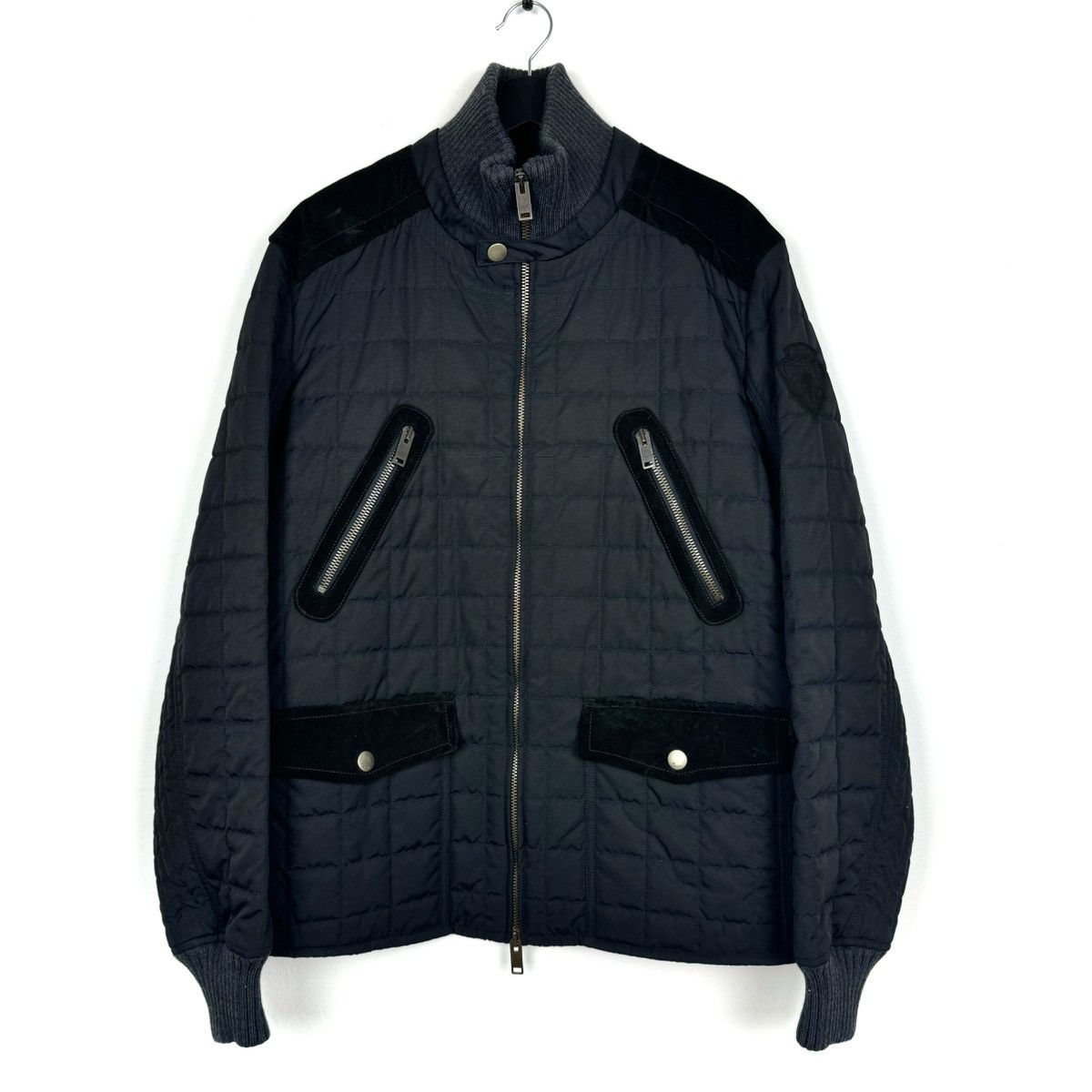 image of Gucci Vintage Quilted Bomber Jacket With Suede Parts in Black, Men's (Size XL)