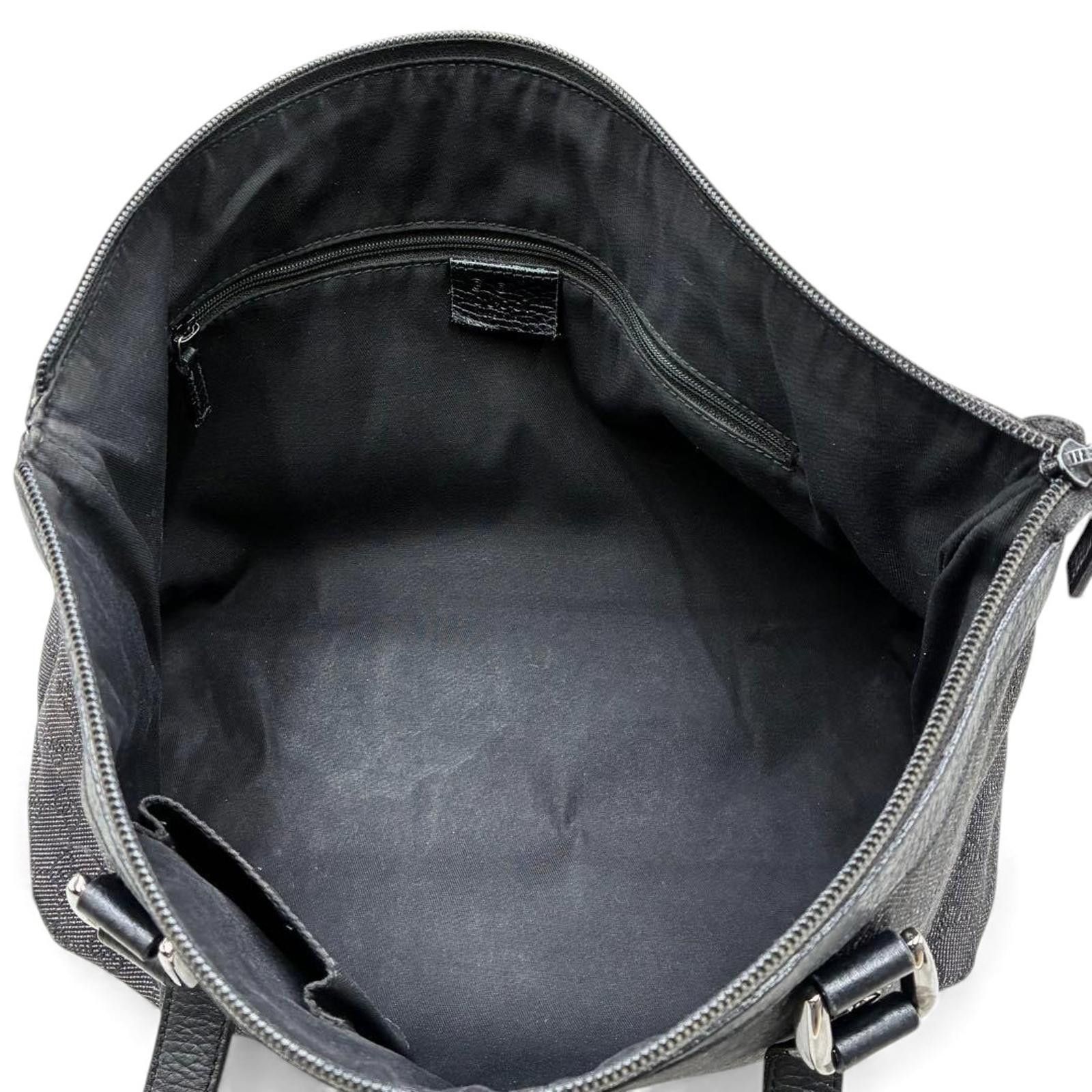 Gucci Gucci - Black Monogram Canvas Leather Trim Shoulder Bag Size ONE SIZE - 6 Thumbnail