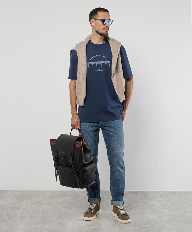 Brunello Cucinelli o1y0526 Crewneck T-Shirt in Midnight Blue Size US XS / EU 42 / 0 - 5 Thumbnail