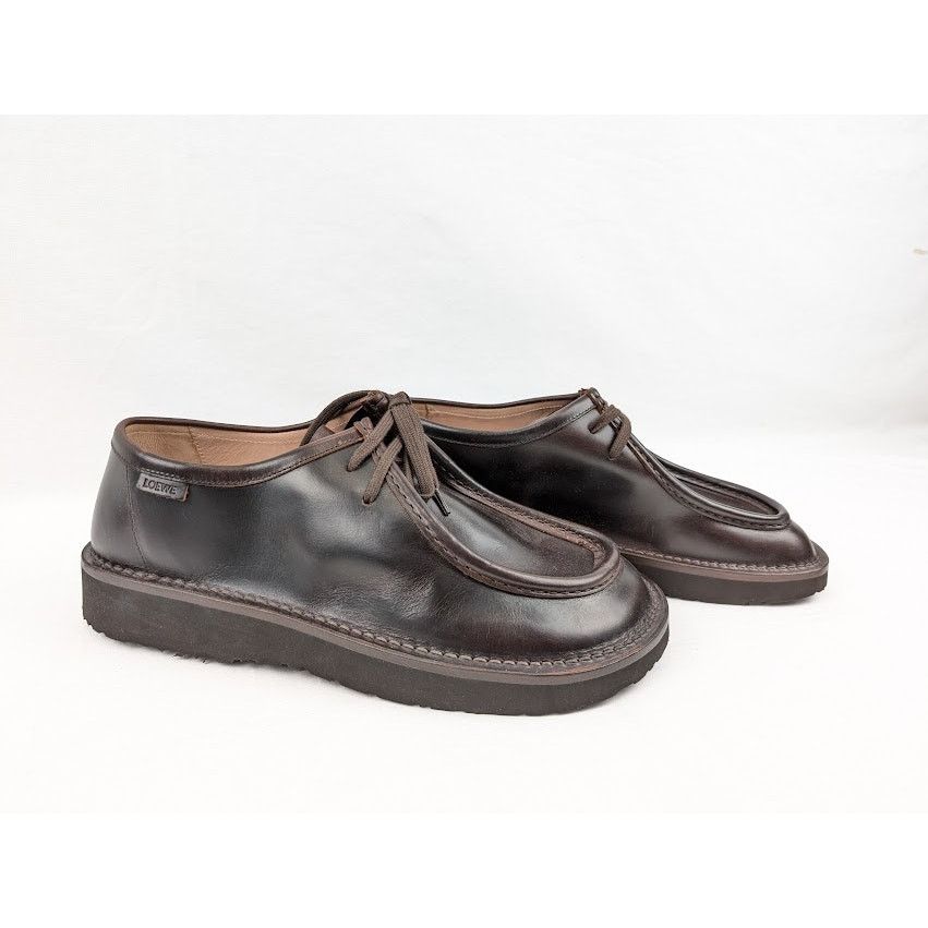 Loewe o1rshd1 Faro Moc-Toe Leather Derby Shoes in Dark Brown Size US 12 / EU 45 - 12 Thumbnail