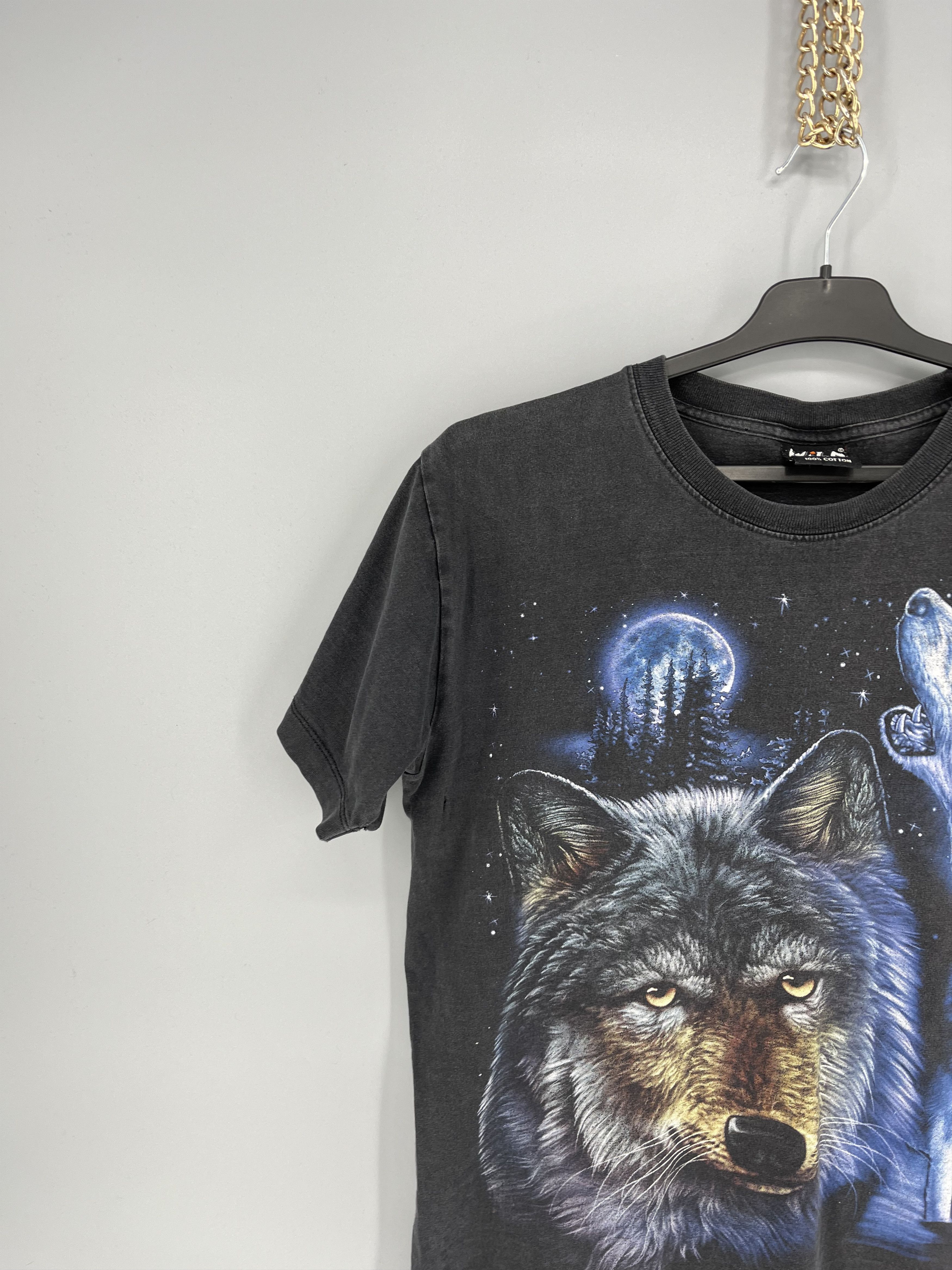 Vintage Vintage 90s Wolf Face Boxy Fit Tee WILD Dead Horror Print Size US M / EU 48-50 / 2 - 4 Thumbnail