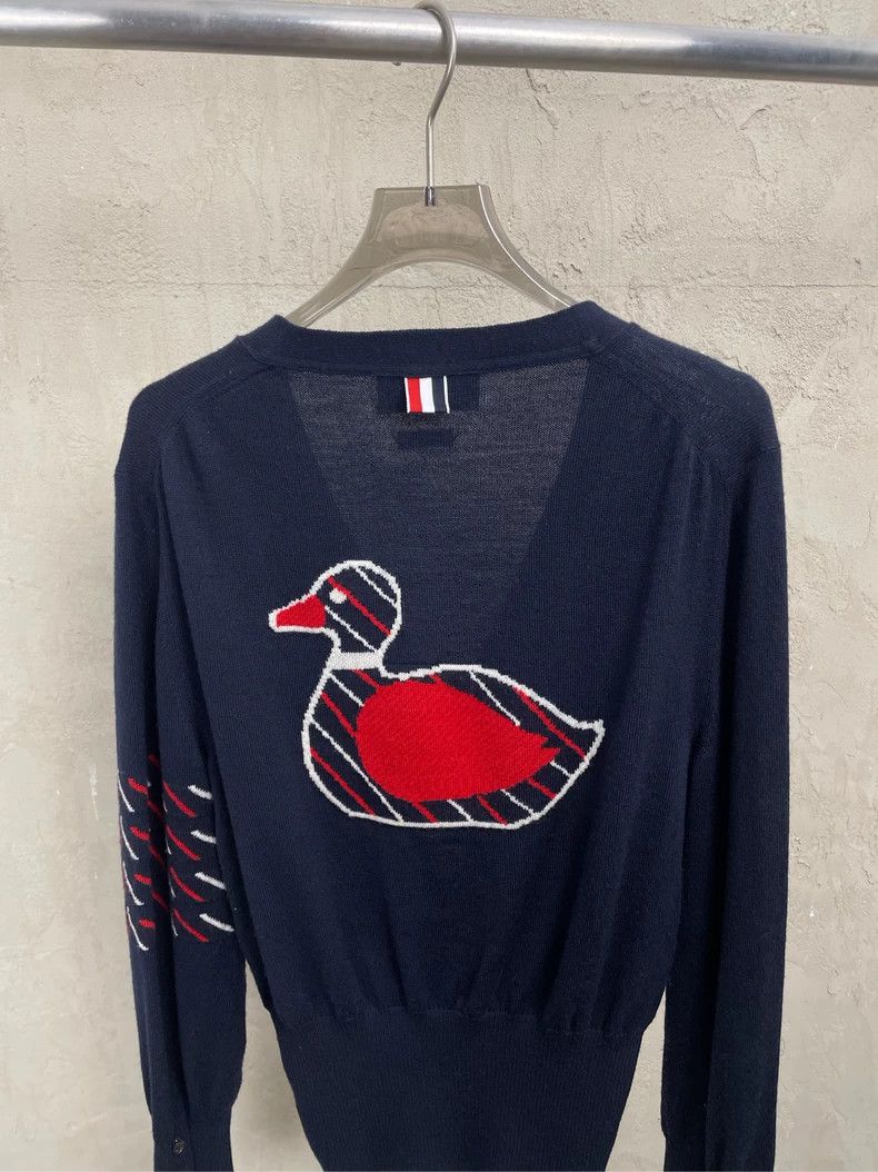 Thom Browne Thom browne Dark blue back duck four-striped wool cardigan Size US S / EU 44-46 / 1 - 4 Thumbnail