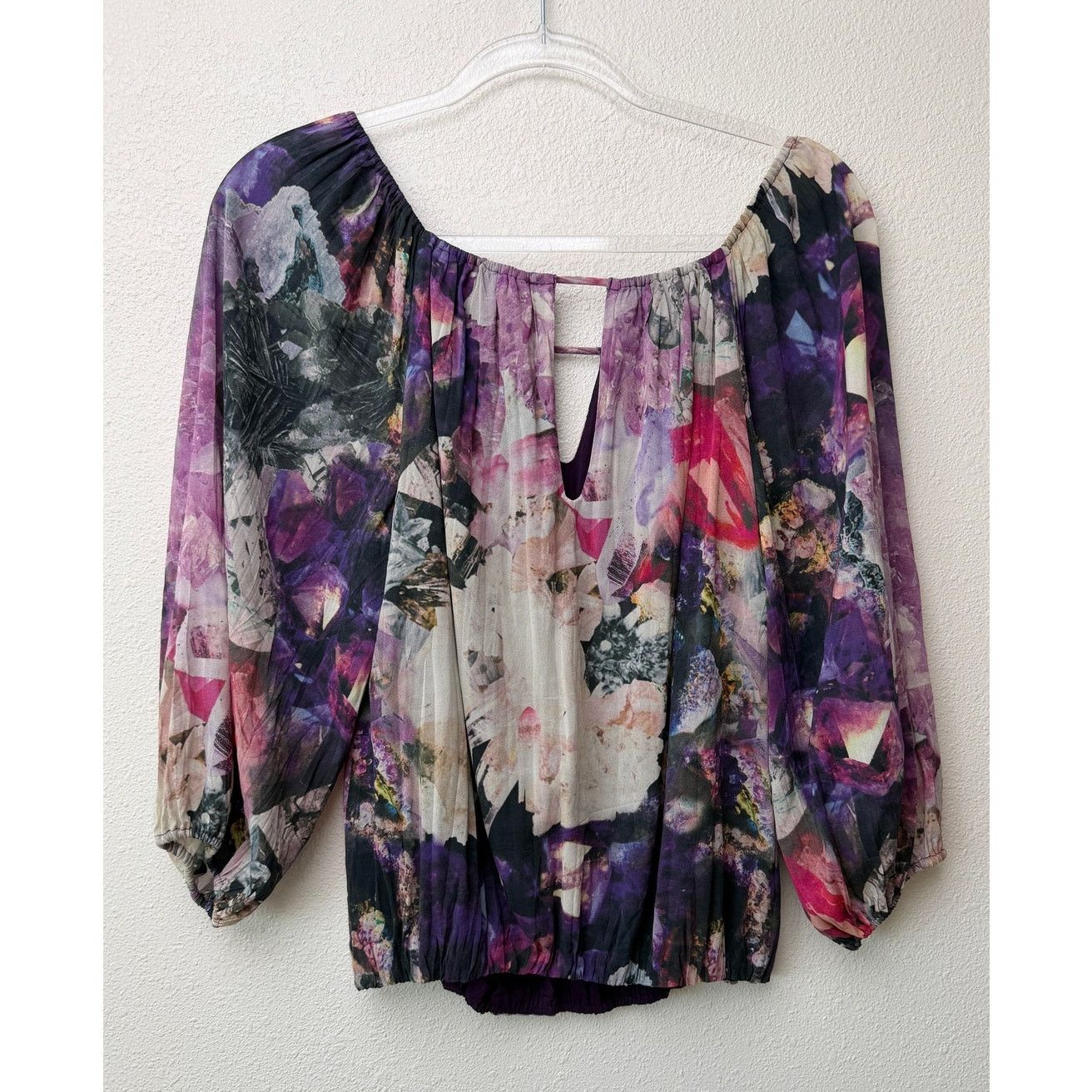 Alice + Olivia Alice + Olivia Womens Purple Silk Peasant Blouse XS Size XS / US 0-2 / IT 36-38 - 6 Thumbnail