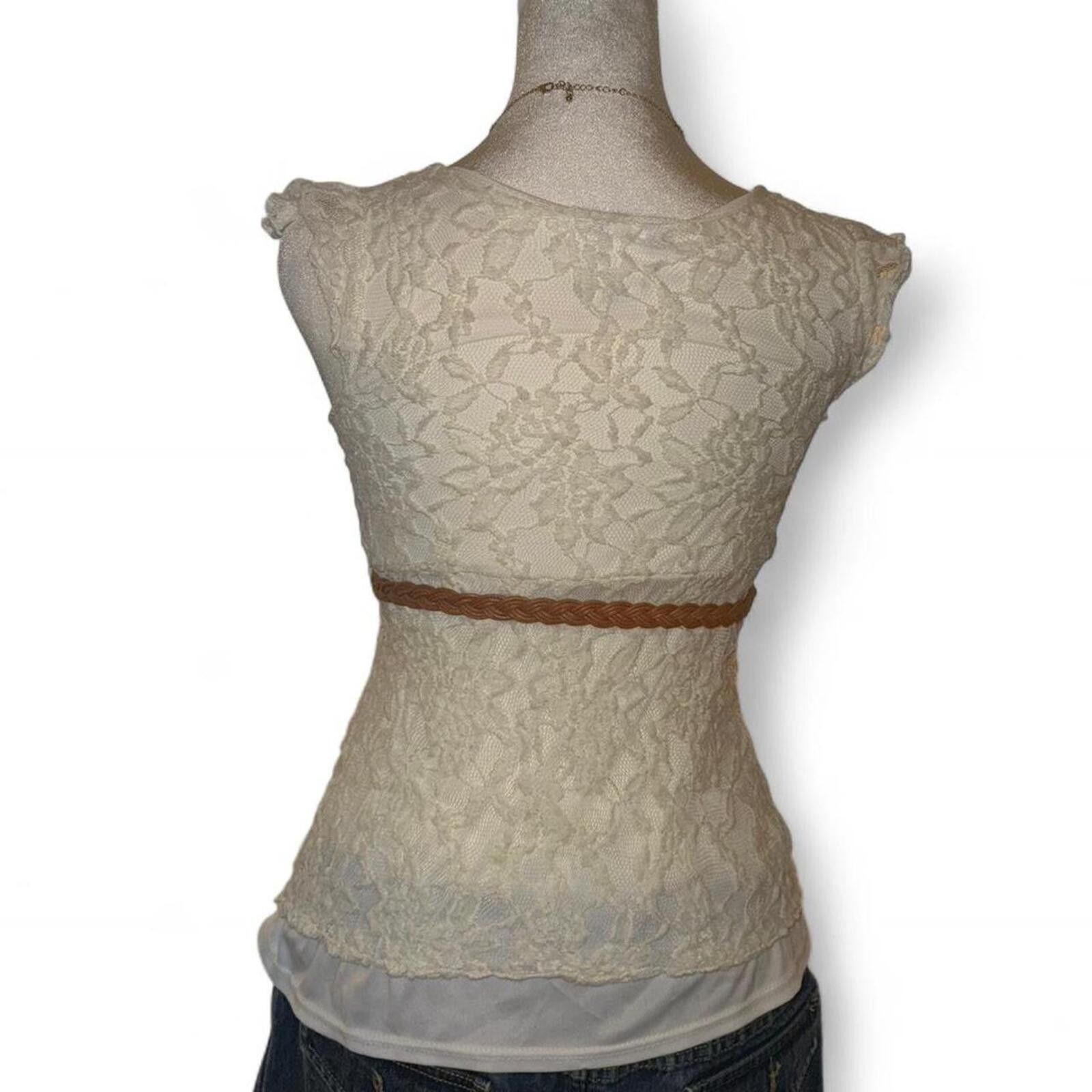 Other Y2K 2000s Cream Lace Top Size XS / US 0-2 / IT 36-38 - 4 Thumbnail