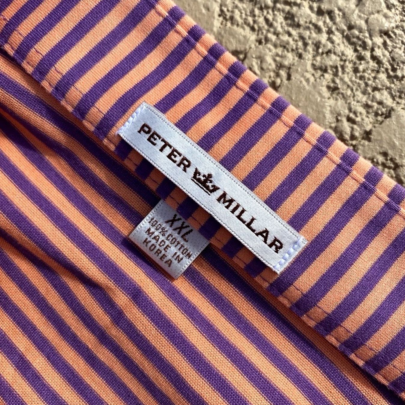 Peter Millar Peter Millar Polo Shirt Mens XXL 100% Cotton Striped Orange Purple Short Sleeve Collared Pullover Golf Casual Shirt Mens Size US XXL / EU 58 / 5 - 3 Thumbnail
