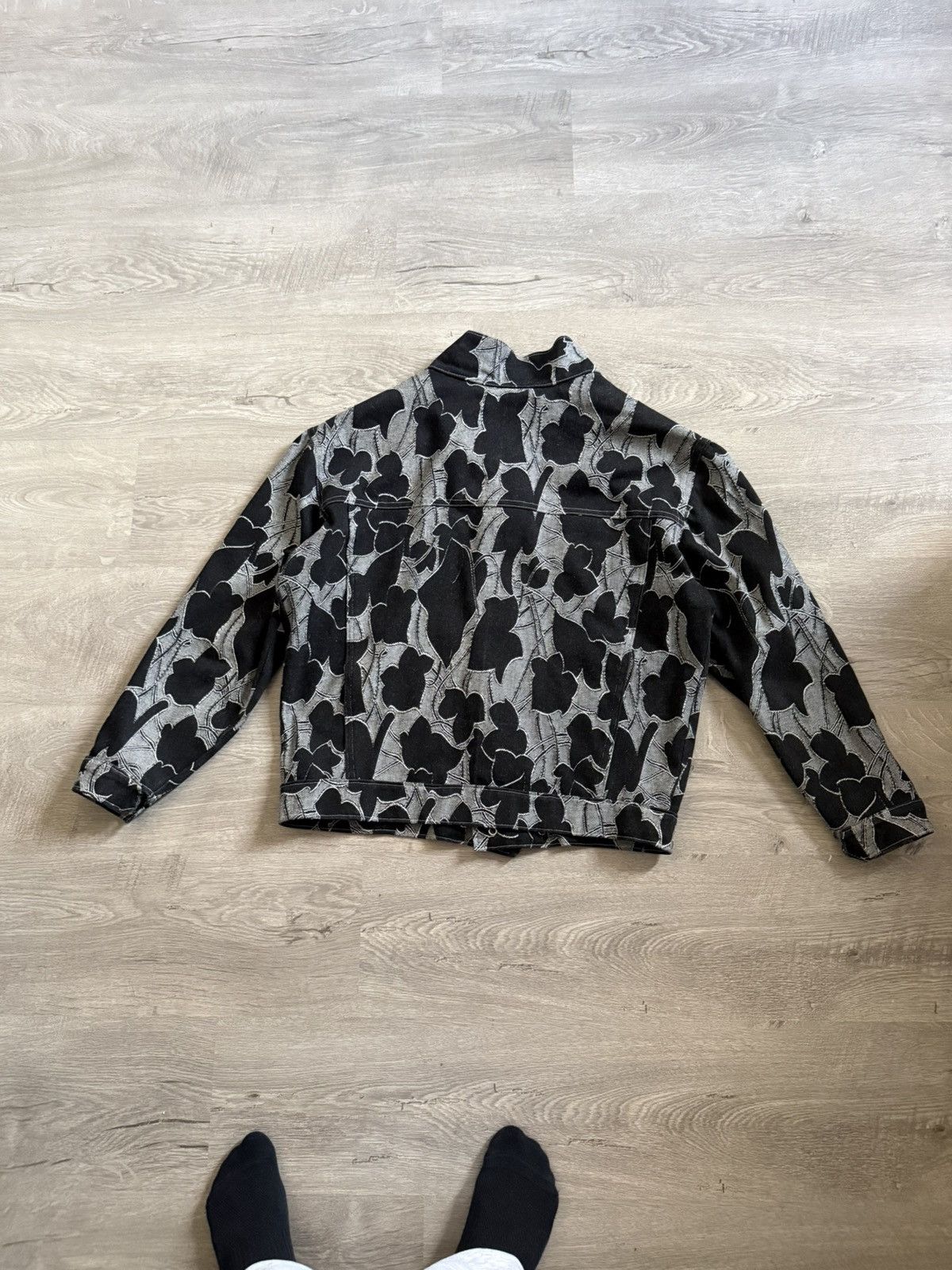 Handmade Denim Jacket Floral Jaquard Pattern Size US M / EU 48-50 / 2 - 7 Thumbnail