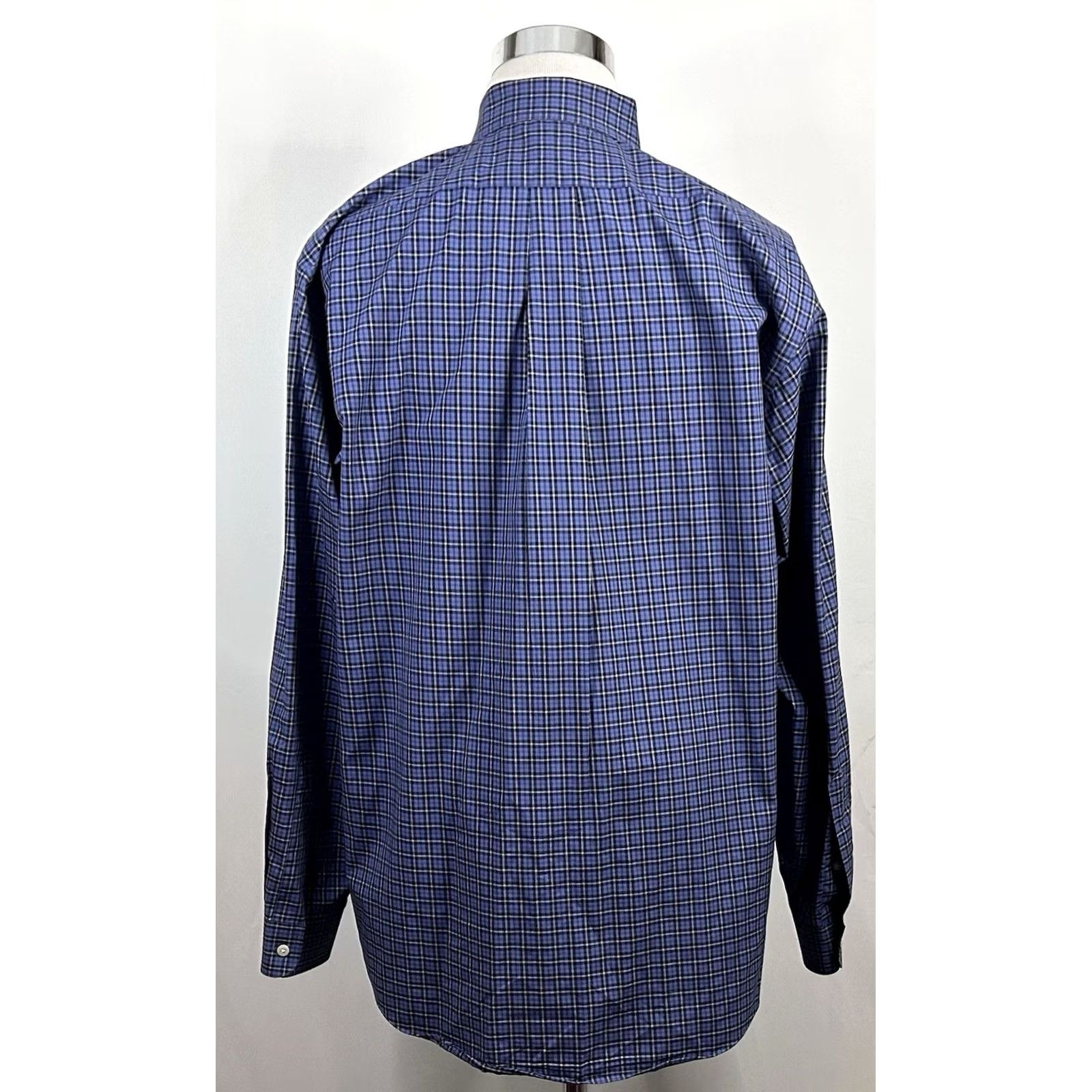 Vintage LL Bean LT Tall Plaid Shirt Blue White 100% Cotton Button-Down Mens Big & Tall Shirt Button-Front Collar-Down Ccottin? Size US L / EU 52-54 / 3 - 5 Thumbnail
