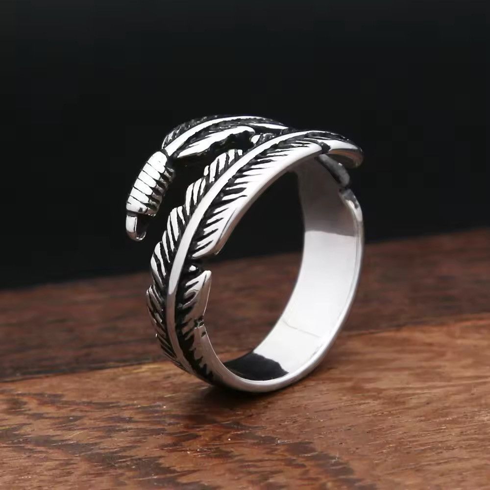 Jewelry × Vintage Steel Simple Feather Rings Size ONE SIZE - 5 Thumbnail