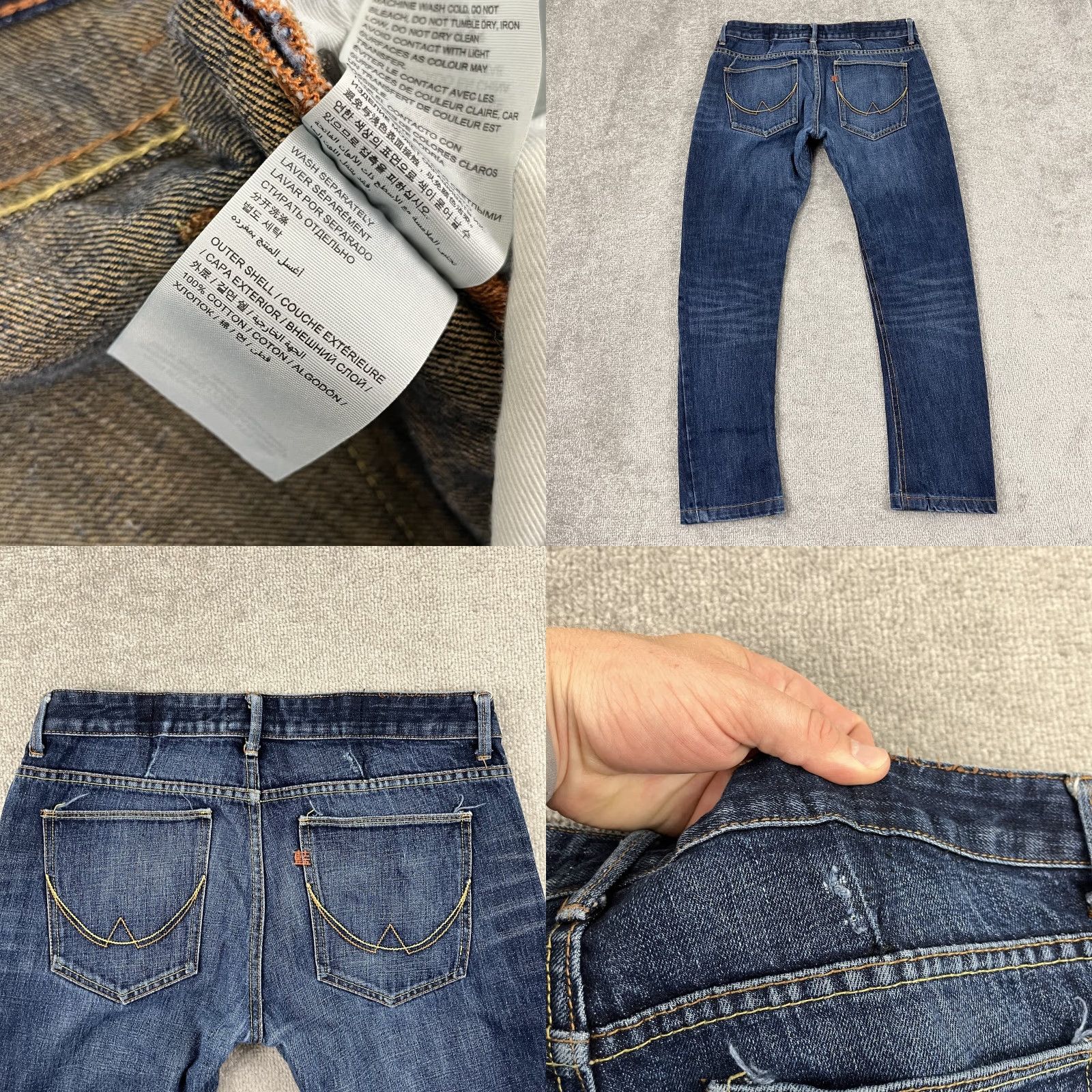 Superdry VINTAGE Superdry Jeans Mens Tapered Fit Blue Denim 32 x 29 Mid Rise Grunge Style Size US 32 / EU 48 - 8 Thumbnail