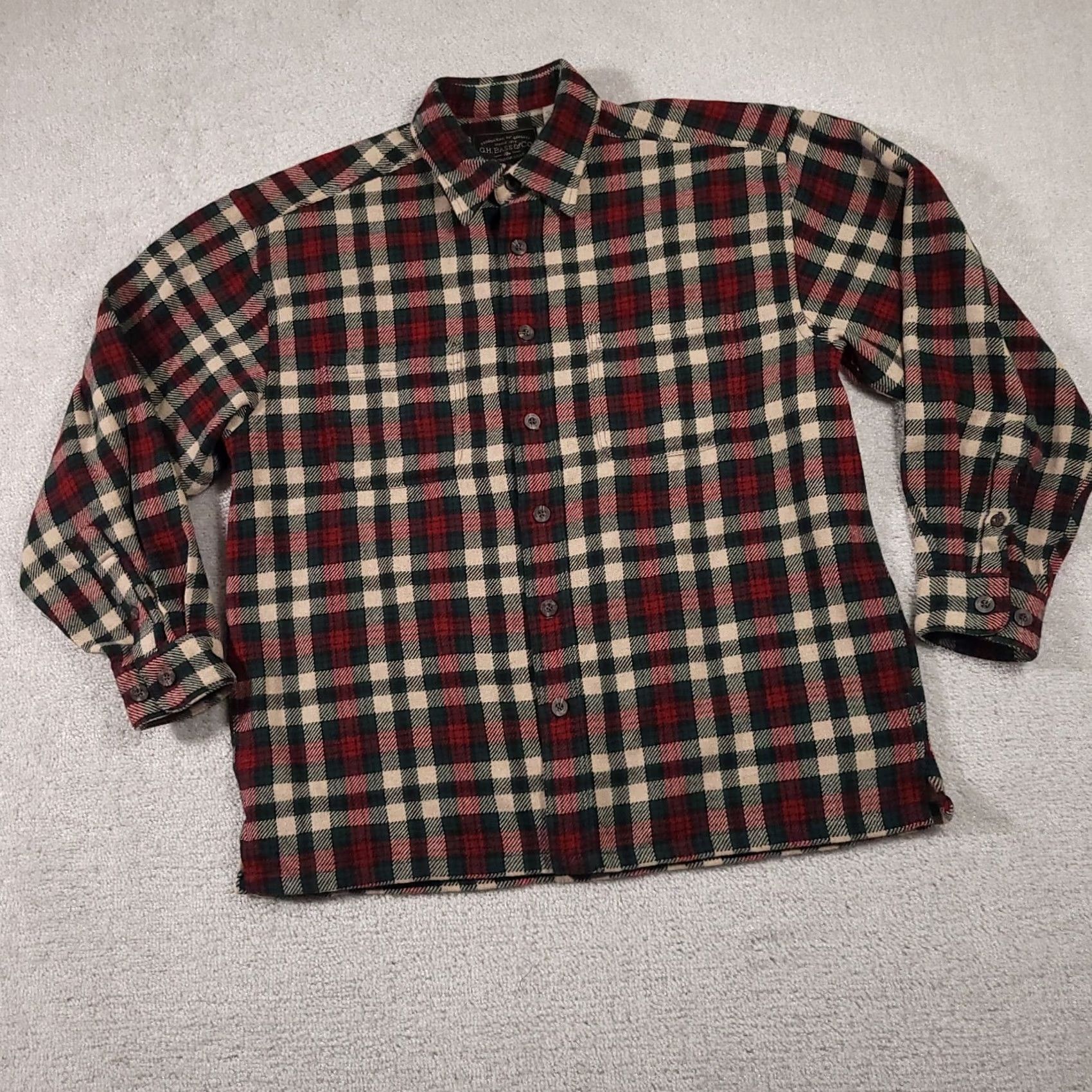 Vintage G.H. Bass & Co Button Up Plaid Flannel Shirt Shacket Mens Medium Wool Blend Chore Size US M / EU 48-50 / 2 - 2 Thumbnail