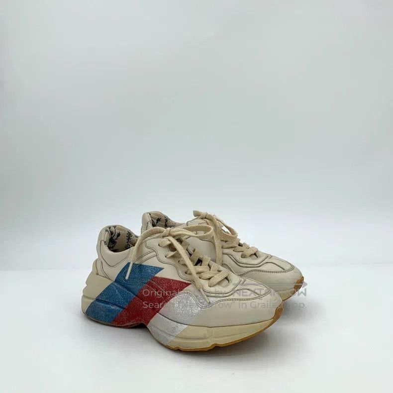 Gucci Gucci Beige colour stripe lace-on casual dad shoes sneaker Size US 5 / IT 35 - 2 Thumbnail