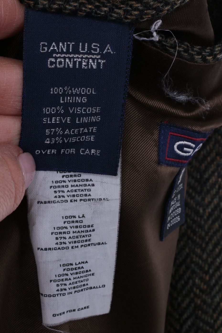 Gant GANT U.S.A. Men 50 40 Blazer Green Wool Herringbone 1832 Size 40R - 4 Thumbnail