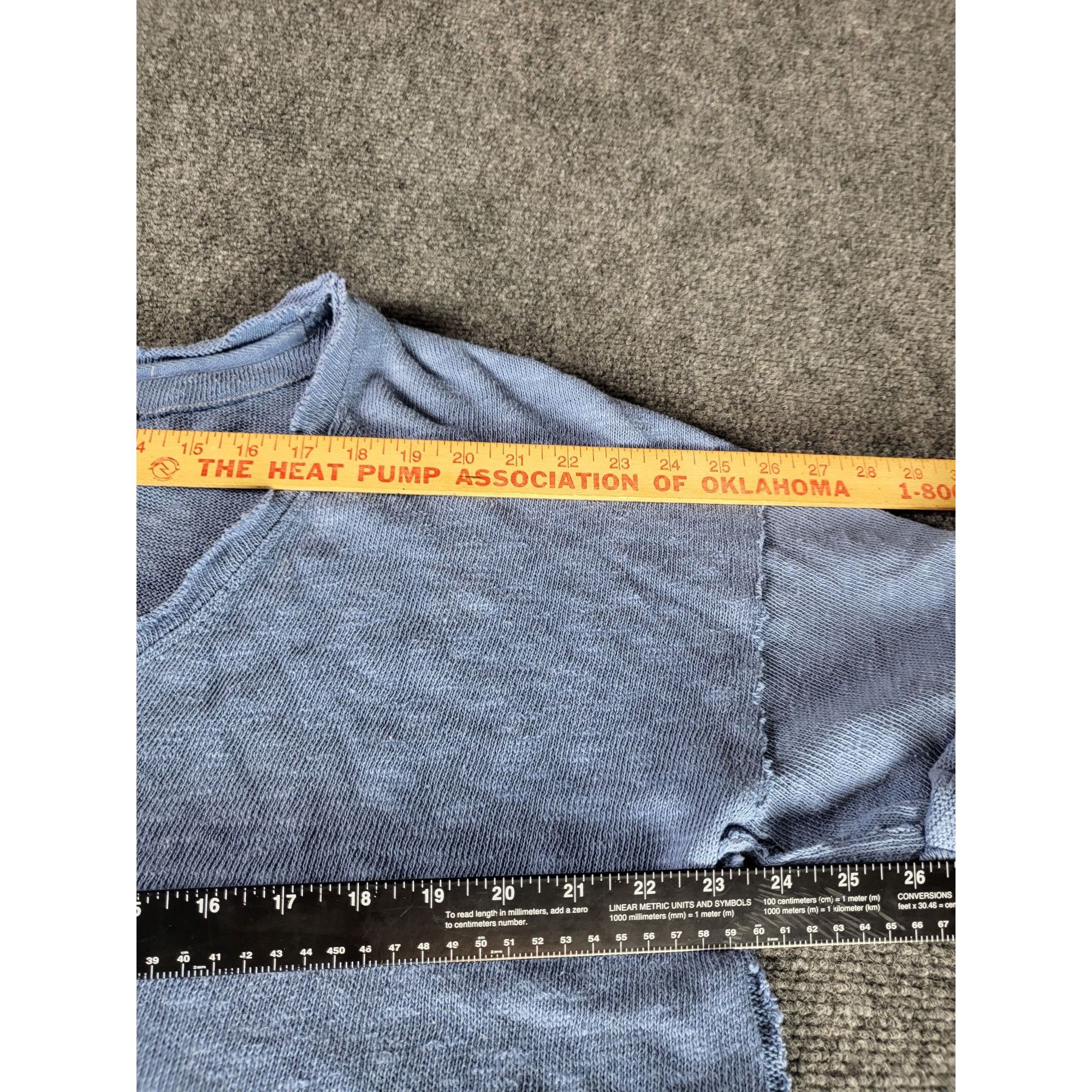 Free People We The Free Distressed Tight Knit Sweater Women Sz S Blue V Size S / US 4 / IT 40 - 5 Thumbnail