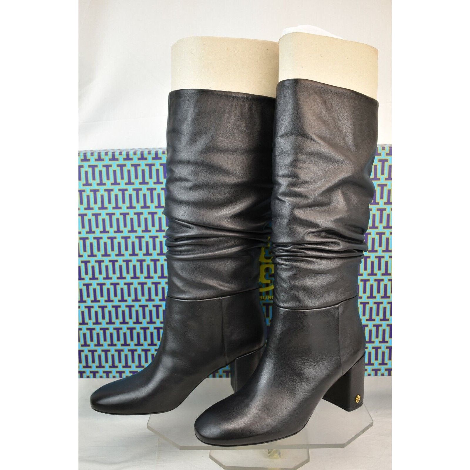 Tory Burch TORY BURCH BLACK BROOKE SLOUCHY LEATHER GOLD REVA TALL 10 Size US 10 / IT 40 - 5 Thumbnail