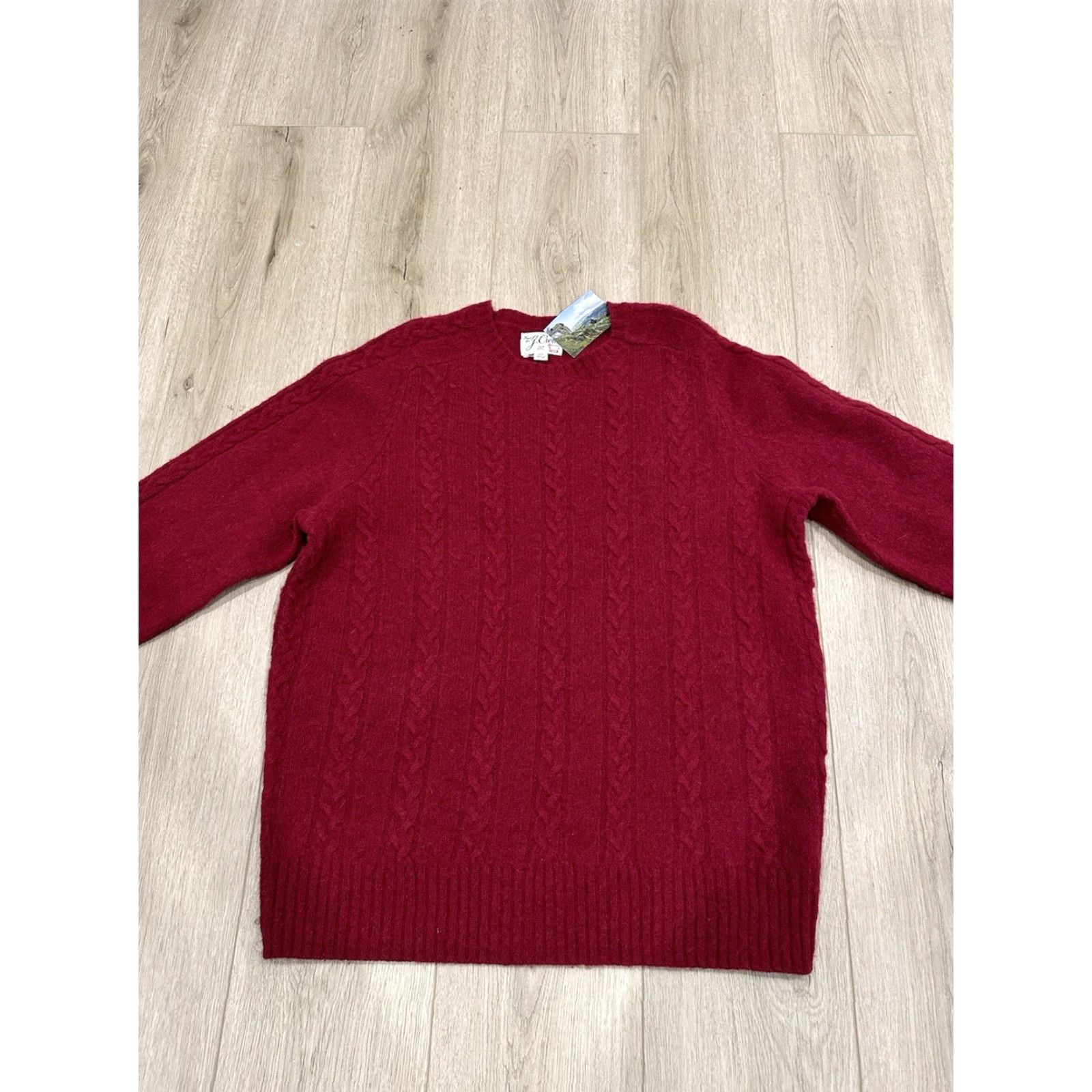 J.Crew NWT J.Crew Cable Wool Crewneck Sweater RED XL Men Catholics? Size US XL / EU 56 / 4 - 3 Thumbnail