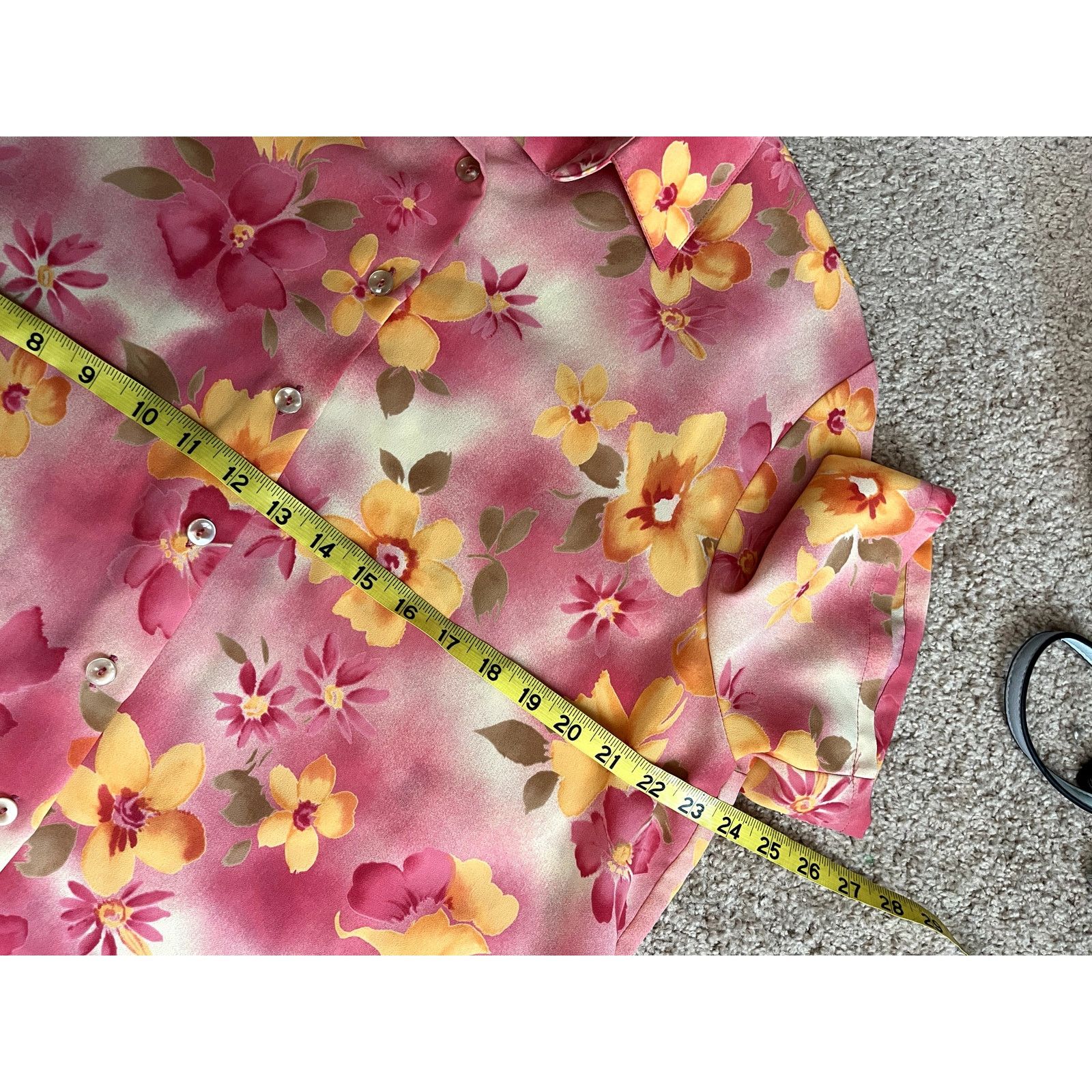 Vintage Women's Yellow Floral Bonworth Vintage Blouse LP Size L / US 10 / IT 46 - 4 Thumbnail