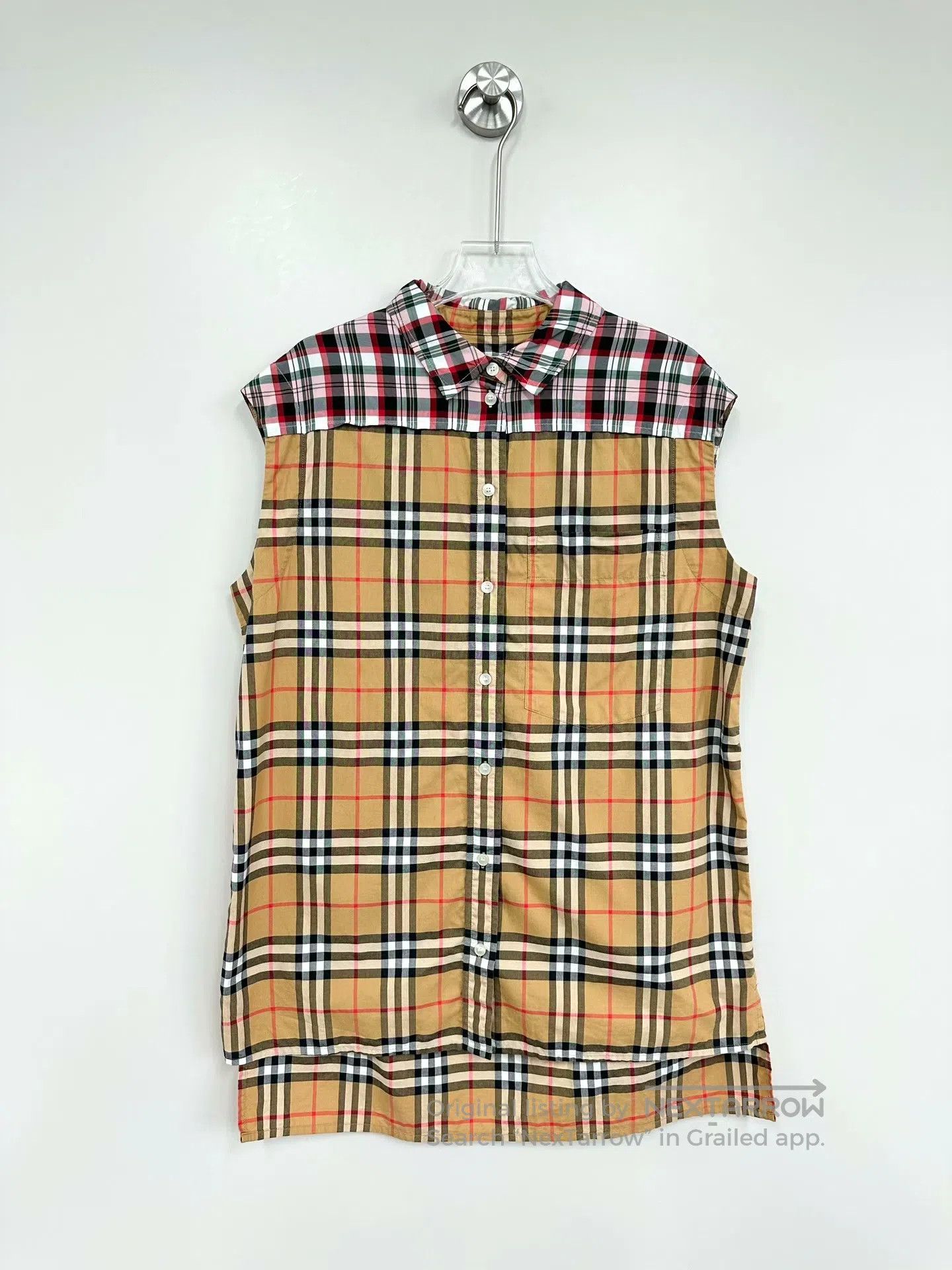 Burberry Burberry Khaki Classic Plaid Collarless Sleeveless Shirt| Size XS / US 0-2 / IT 36-38 - 1 Thumbnail