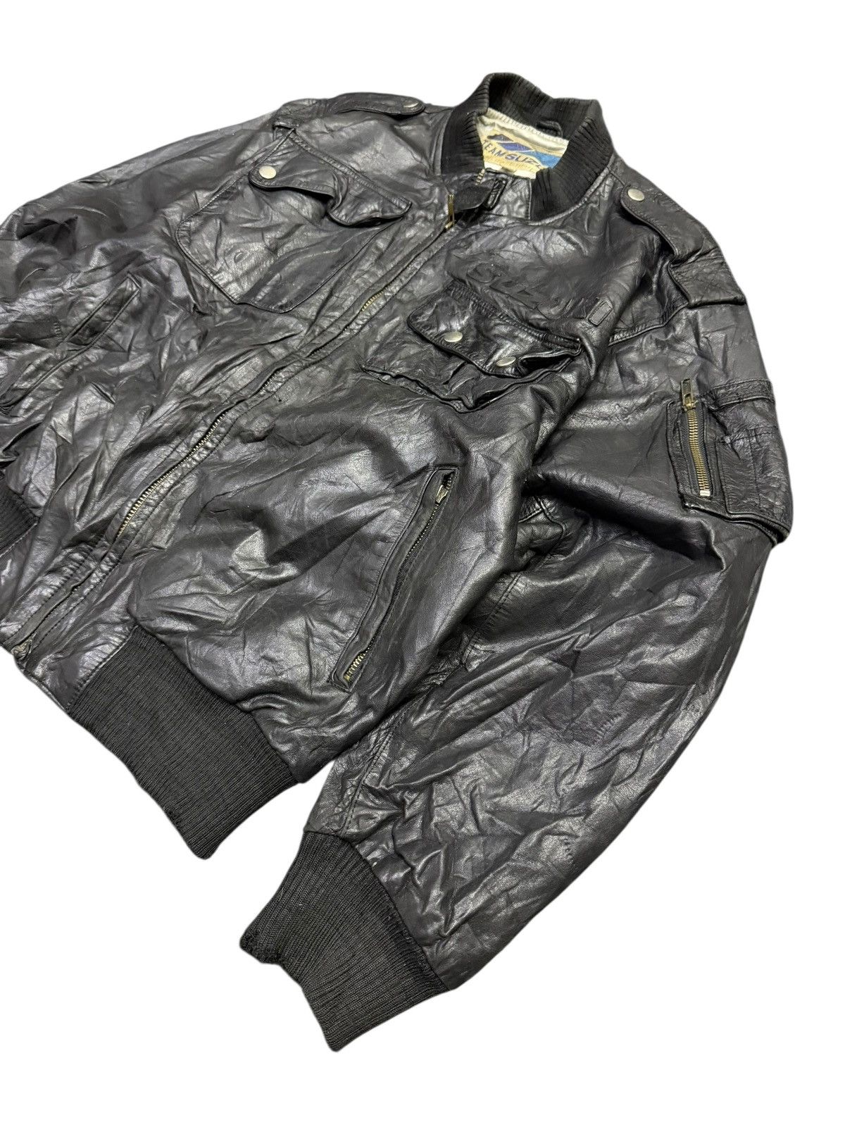 Vintage Vintage 90s Team Suzuki Racing Leather Jacket Size US L / EU 52-54 / 3 - 1 Thumbnail