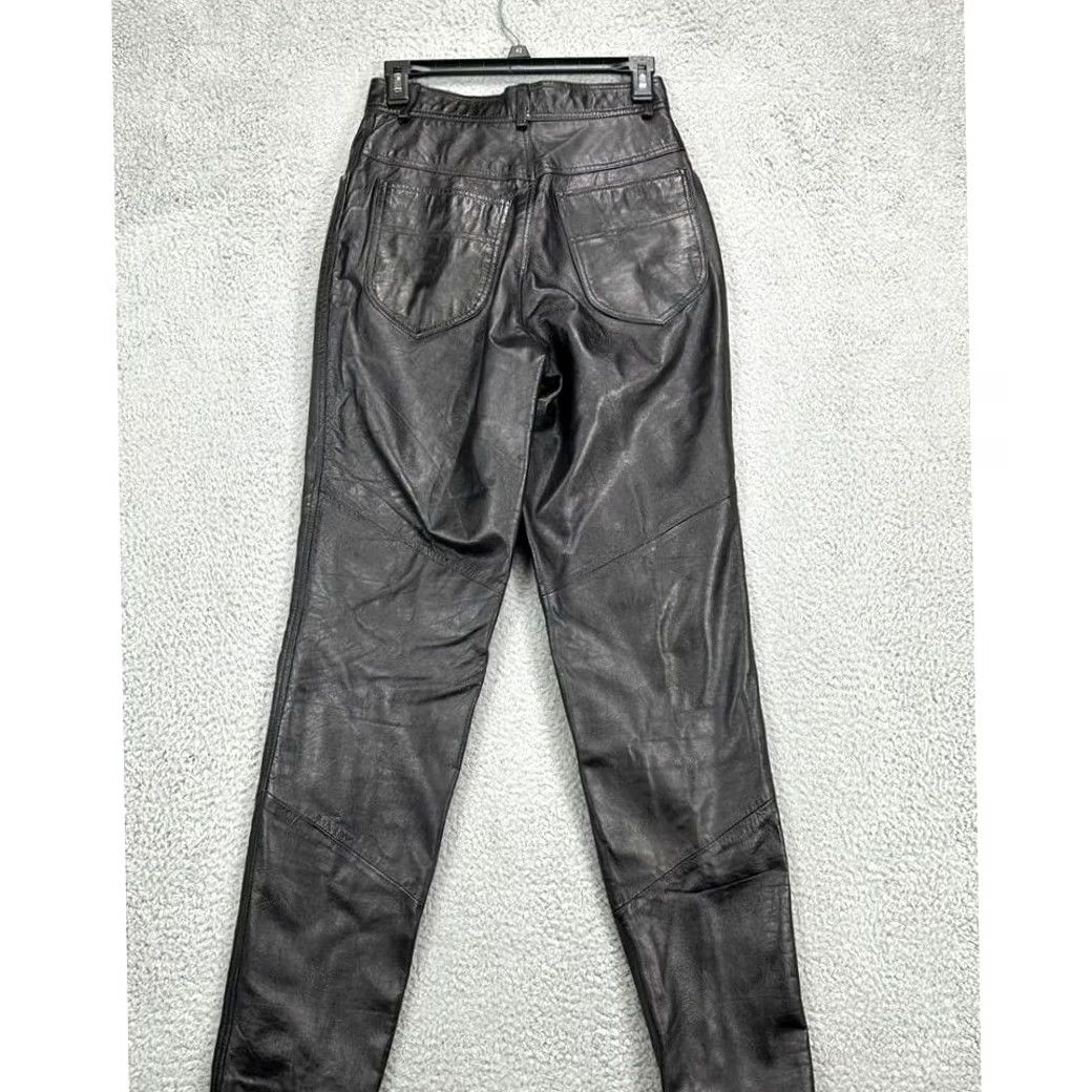 Vintage Wilsons Leather Pants Womens 6 Black Leather Straight Leg Casual Pockets Preppy Ladies Size 28" / US 6 / IT 42 - 2 Thumbnail