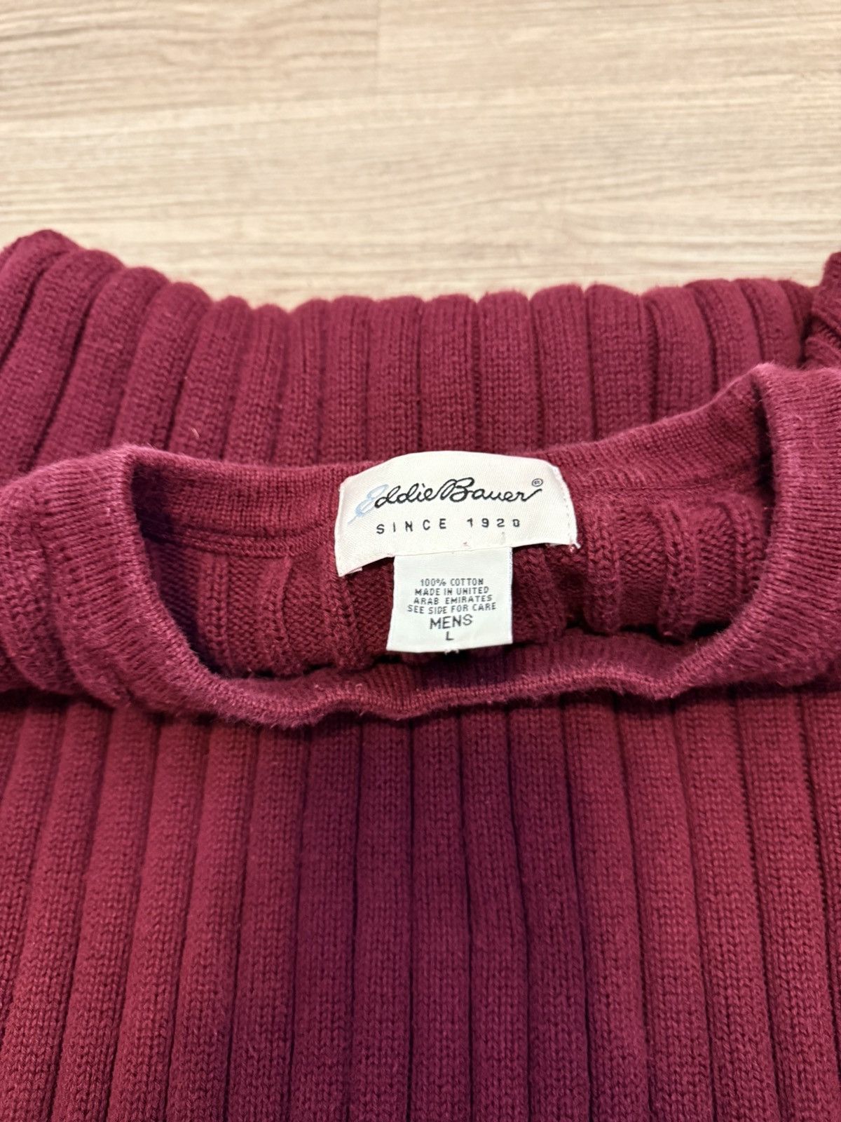 Eddie Bauer Wine red cotton knit Eddie Bauer Sweater Size US L / EU 52-54 / 3 - 3 Thumbnail