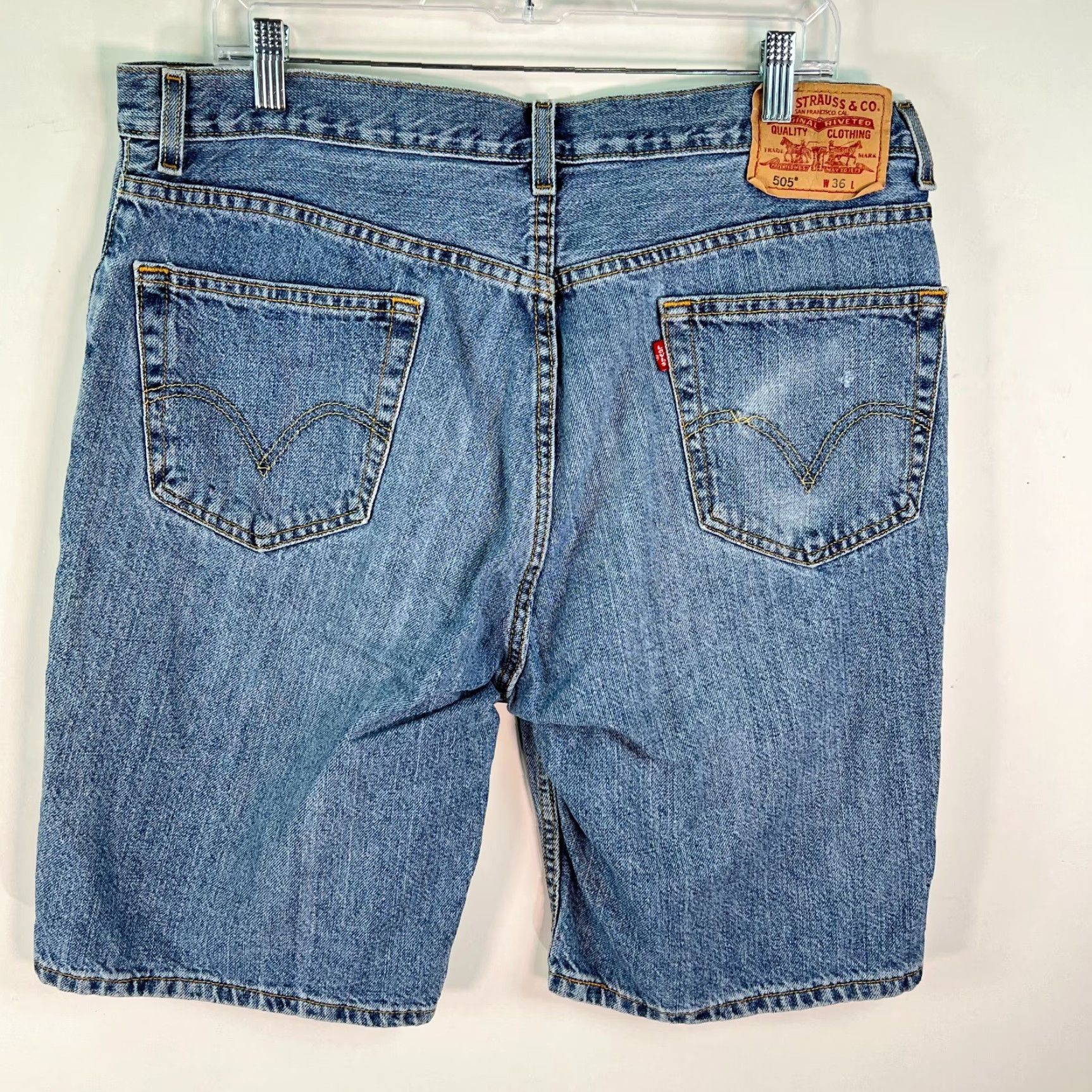 Levi's Levi's 505 Mens Denim Flat Front Regular Fit Casual Blue Biker Shorts Size 36 Size US 36 / EU 52 - 2 Thumbnail