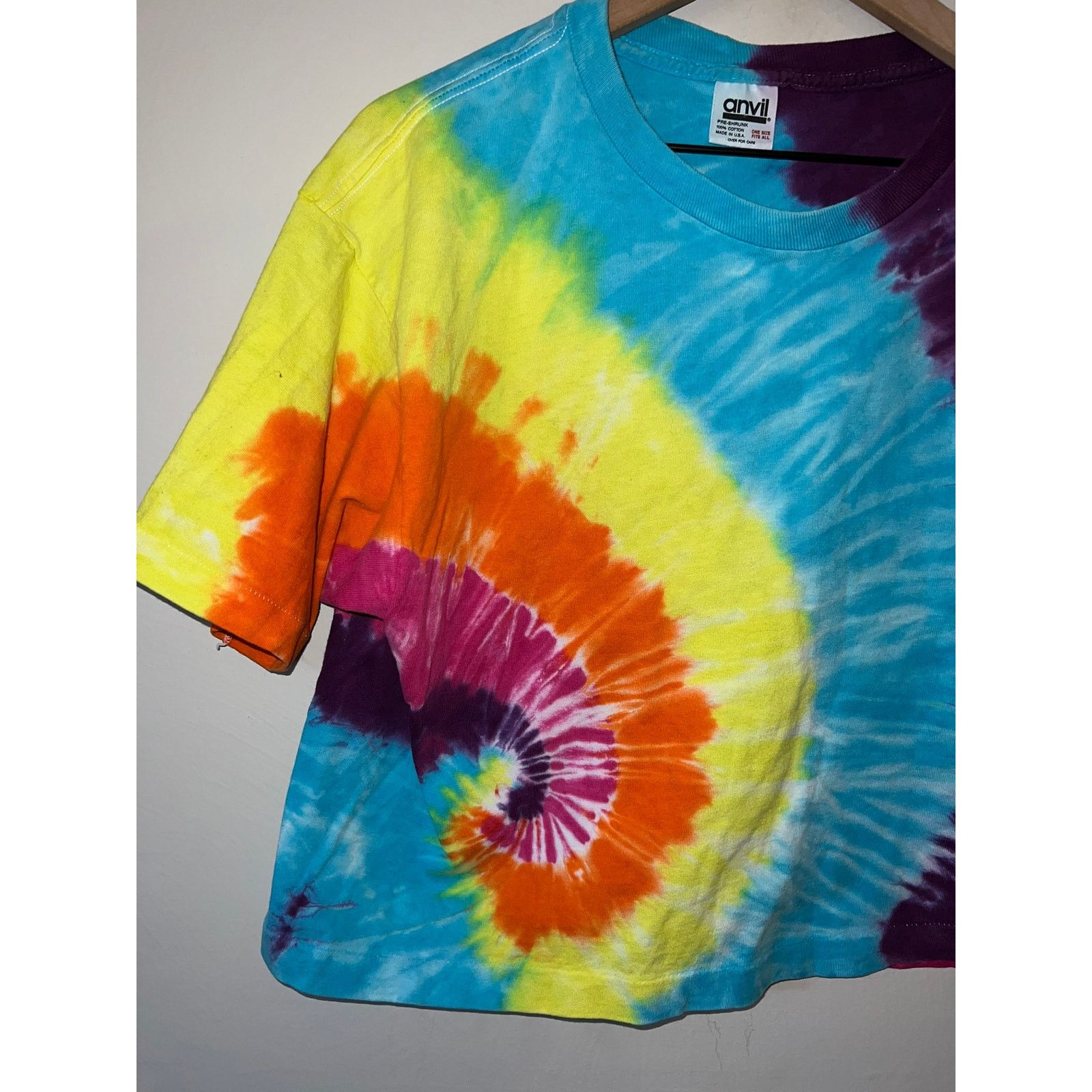 Anvil Womens Vintage Tie Dye Shirt Anvil Tee Crop Top VTG 90s OS Size L / US 10 / IT 46 - 4 Thumbnail