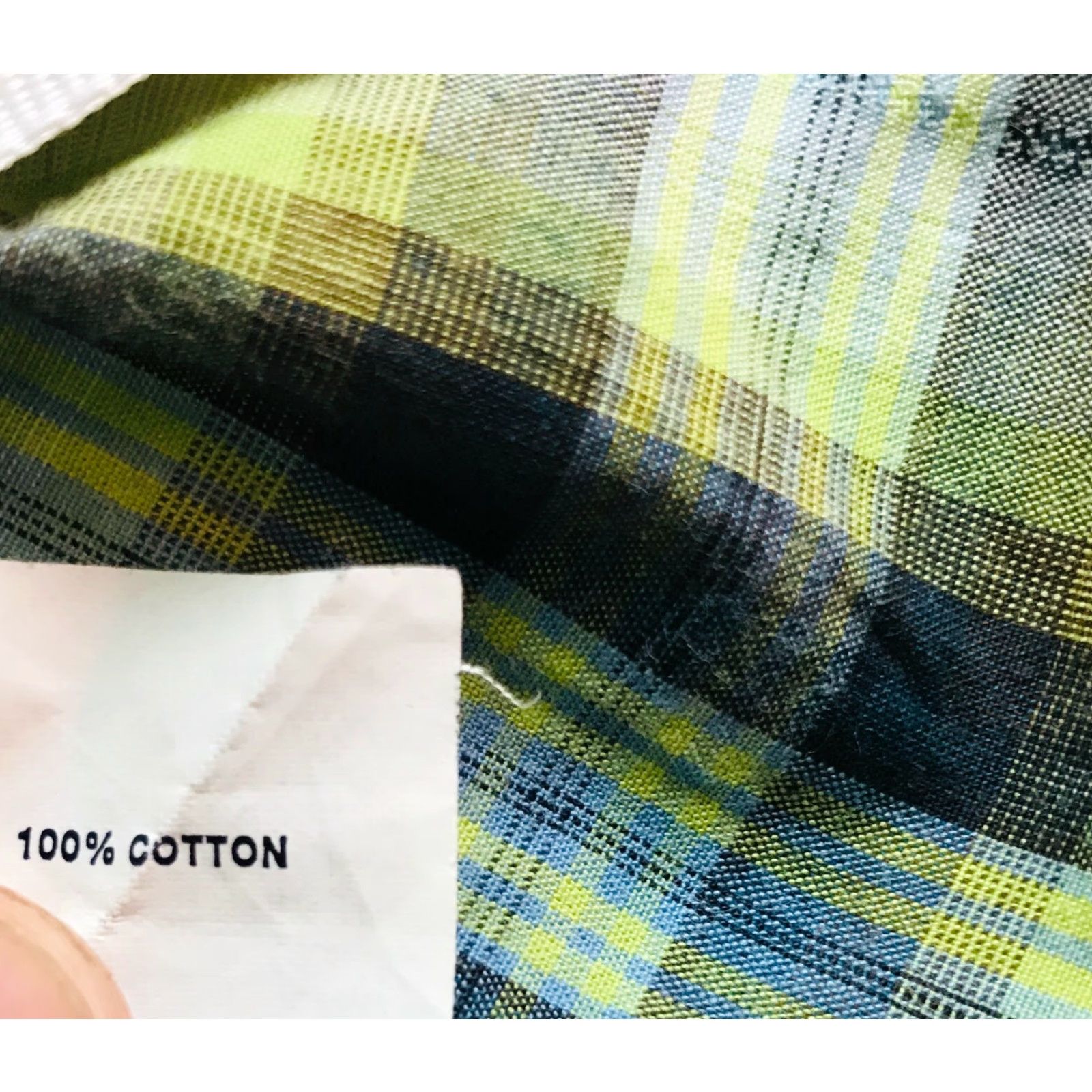 Gap Gap Dress Shirt Men's Size Large Yellow Plaid Button Up Long Sleeve Classic Fit Size 42R - 7 Thumbnail