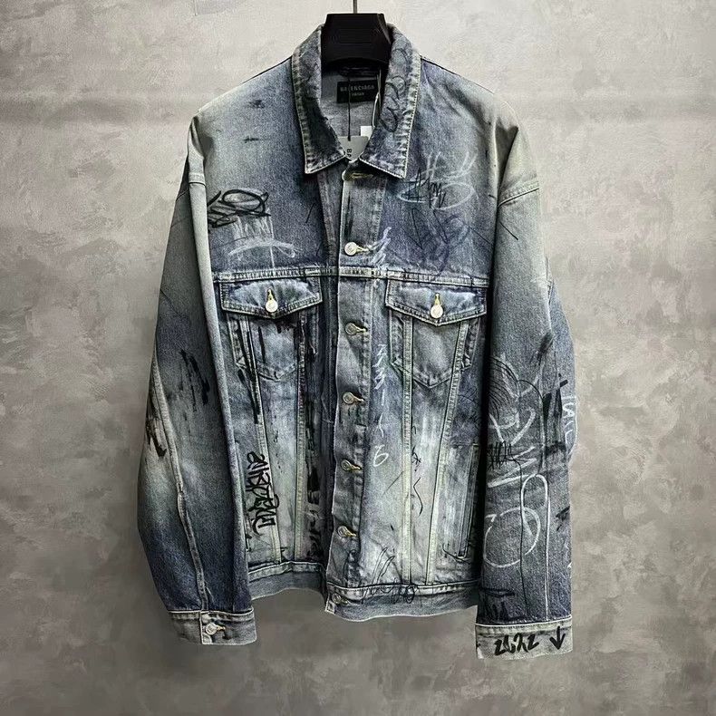 Balenciaga Balenciaga Blue graphic printed single-breasted long-sleev Size US M / EU 48-50 / 2 - 1 Thumbnail