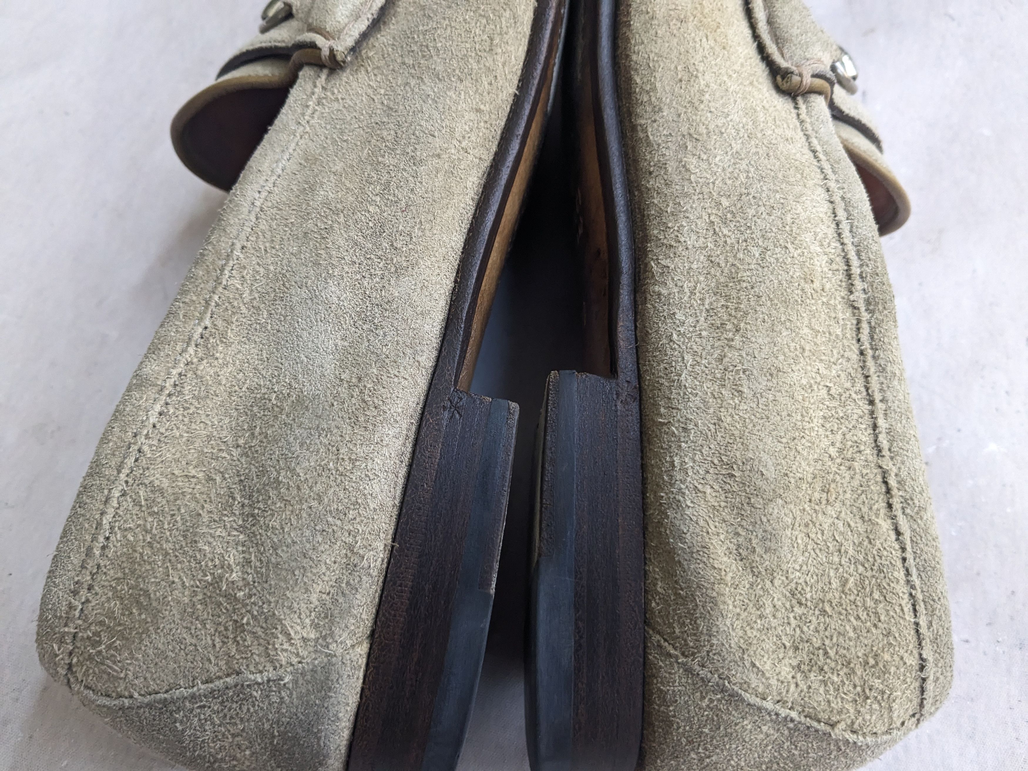 Gucci × Vintage Gucci Horsebit Loafers Beige 11 D Slip Ons Suede Size US 11 / EU 44 - 11 Thumbnail