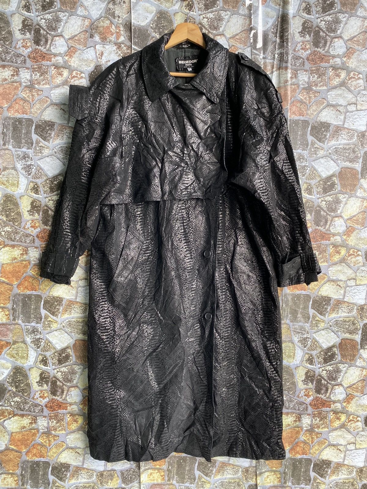 If Six Was Nine × Le Grande Bleu (L.G.B.) Vintage Begedor Italia Leather Trench Coat Jacket Size US XL / EU 56 / 4 - 2 Thumbnail