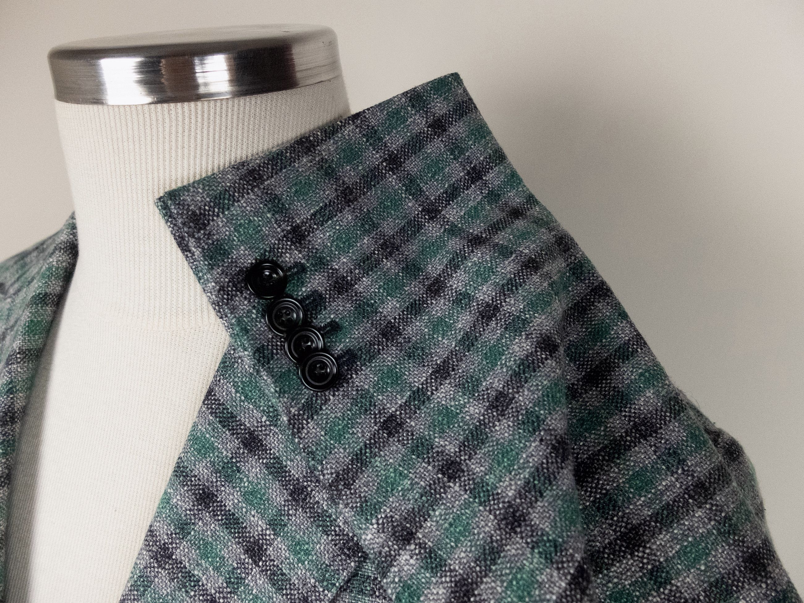SARTORIO SARTORIO Napoli Kiton green gray plaid wool silk sportcoat Size 44R - 2 Thumbnail