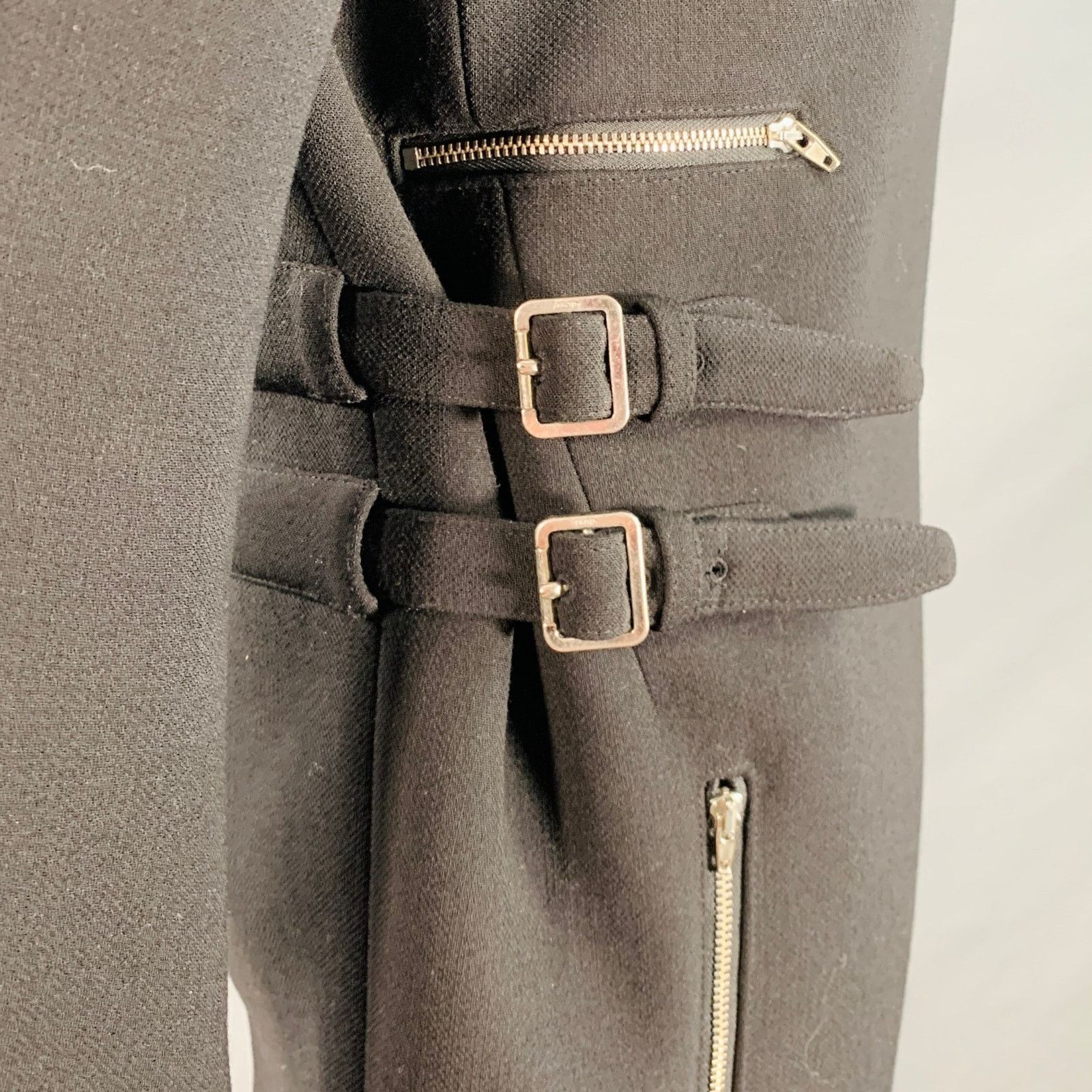 Celine CELINE Size 4 Black Wool Zippers Detail Bondage Coat Size S / US 4 / IT 40 - 4 Thumbnail