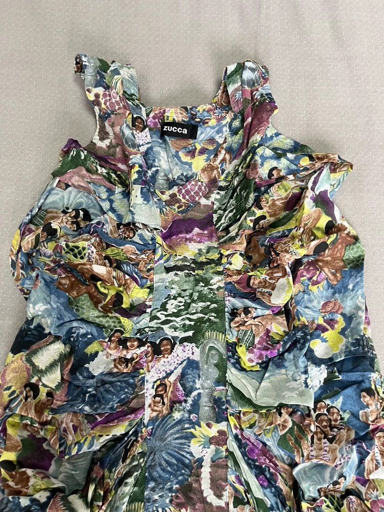 Yohji Yamamoto Unique Pleated Dress with Vintage Print-2506 Size M / US 6-8 / IT 42-44 - 2 Thumbnail