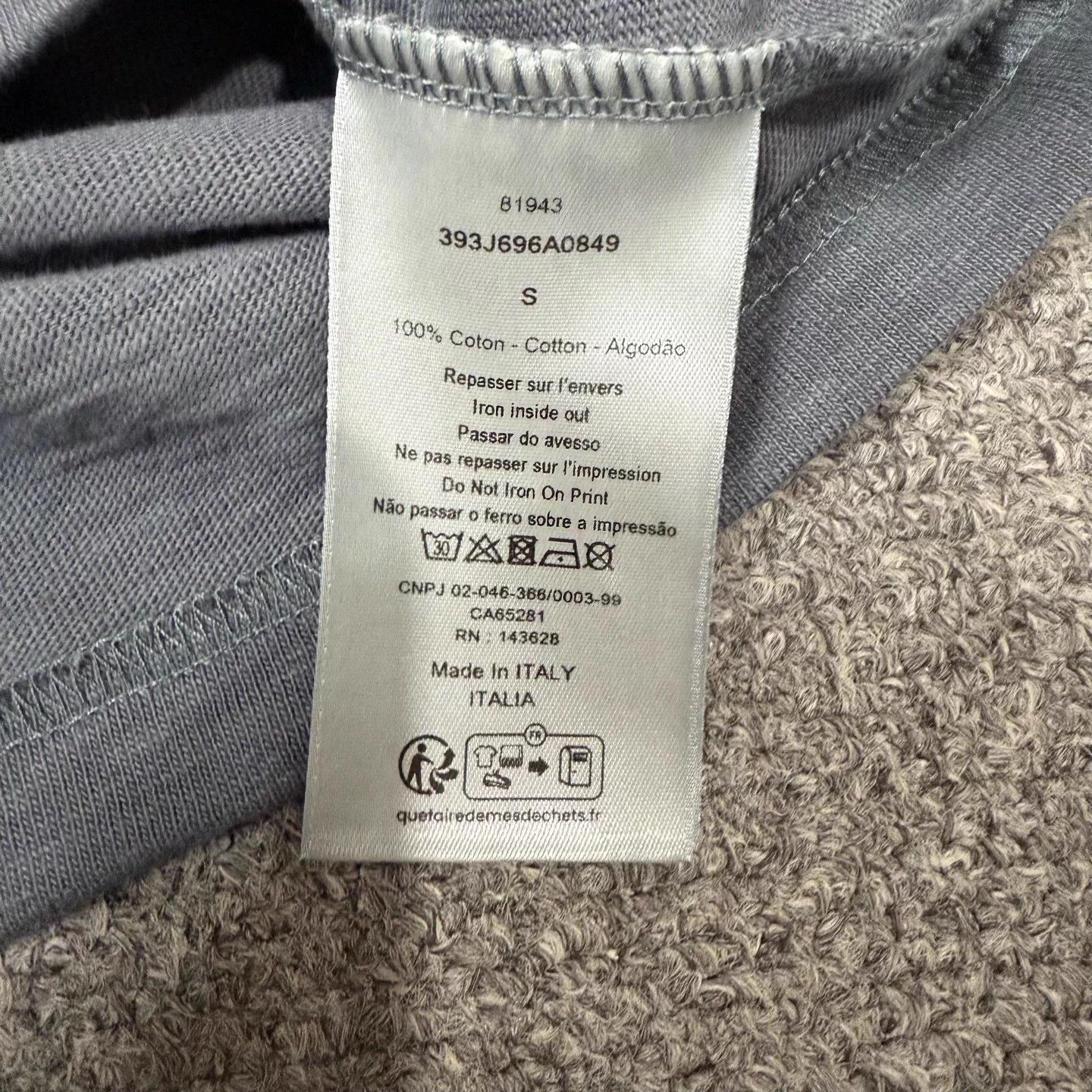 Dior Dior Gray Flocked Logo Short Sleeve Tee S New Size US S / EU 44-46 / 1 - 4 Thumbnail
