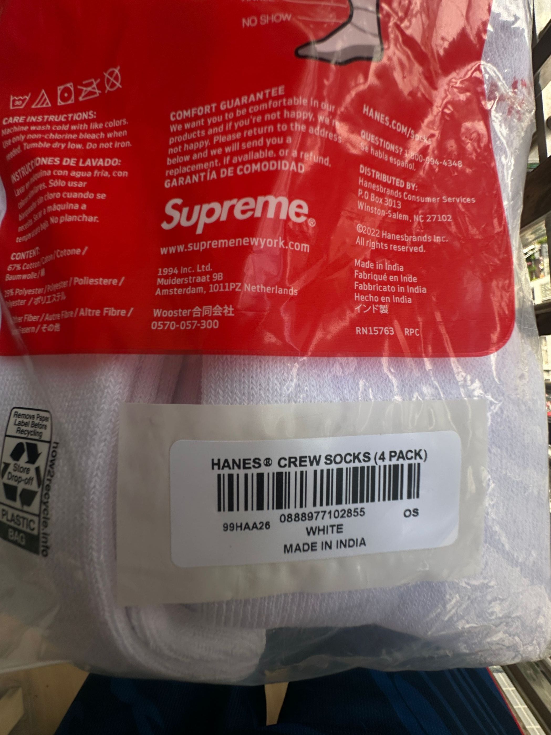 Supreme hanes crew socks 4pairs supreme Size ONE SIZE - 3 Thumbnail