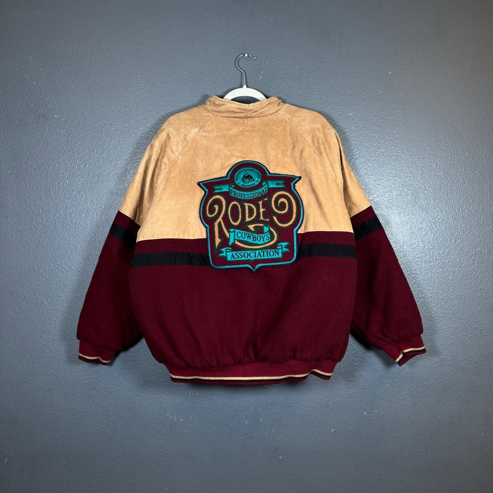 Pro Rodeo by David James XXL jacket beige burgundy Vintage