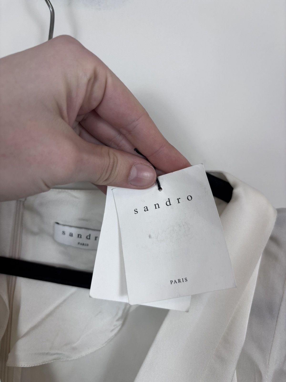Sandro Sandro NWT Women’s White/Black Viscose Long Sleeve Jumpsuit Size XS / US 0-2 / IT 36-38 - 14 Thumbnail