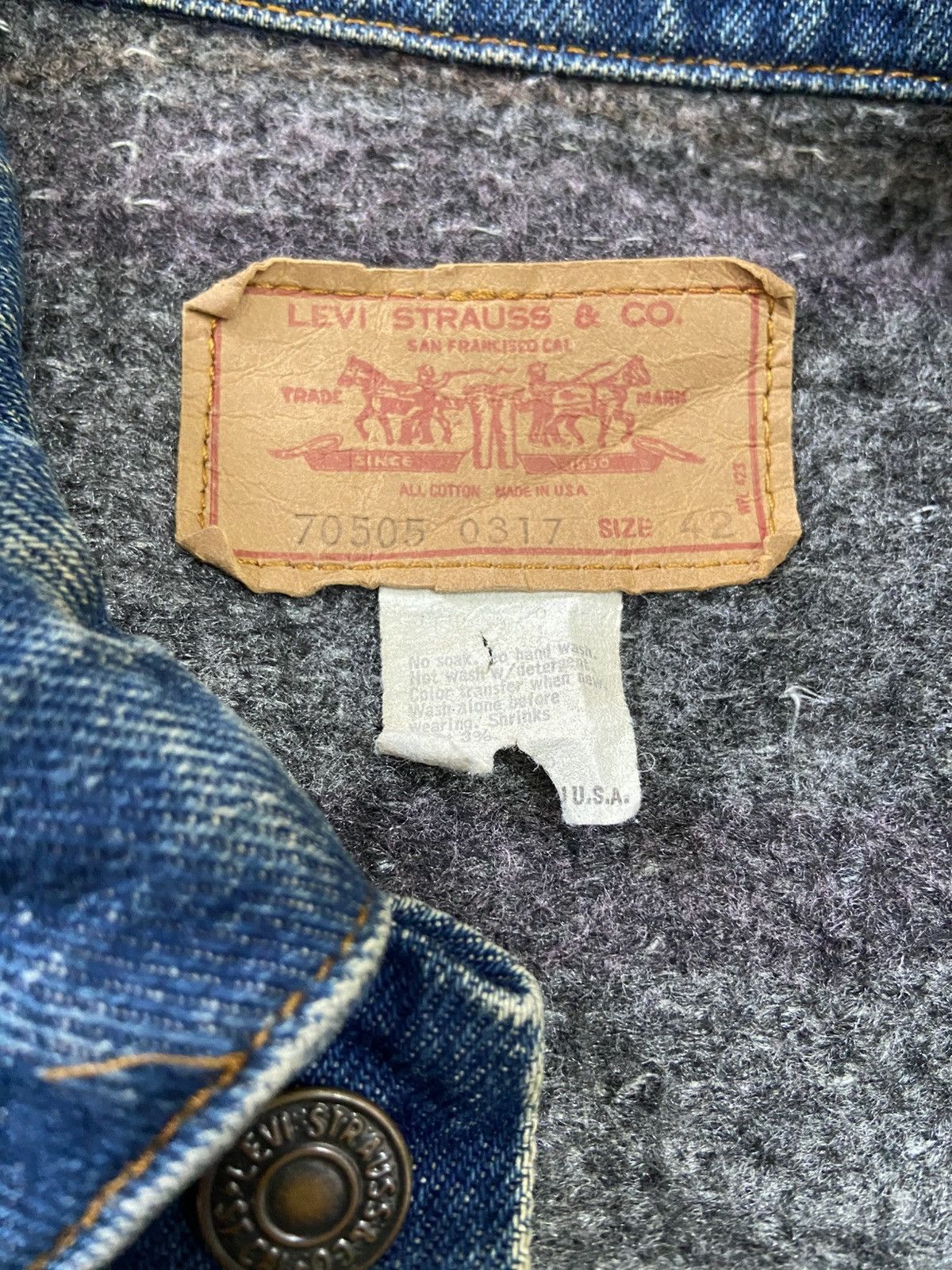 Levi's Vintage 70s Levi’s Denim Blanket Lined Jacket Trucker 70505 Size US M / EU 48-50 / 2 - 5 Thumbnail