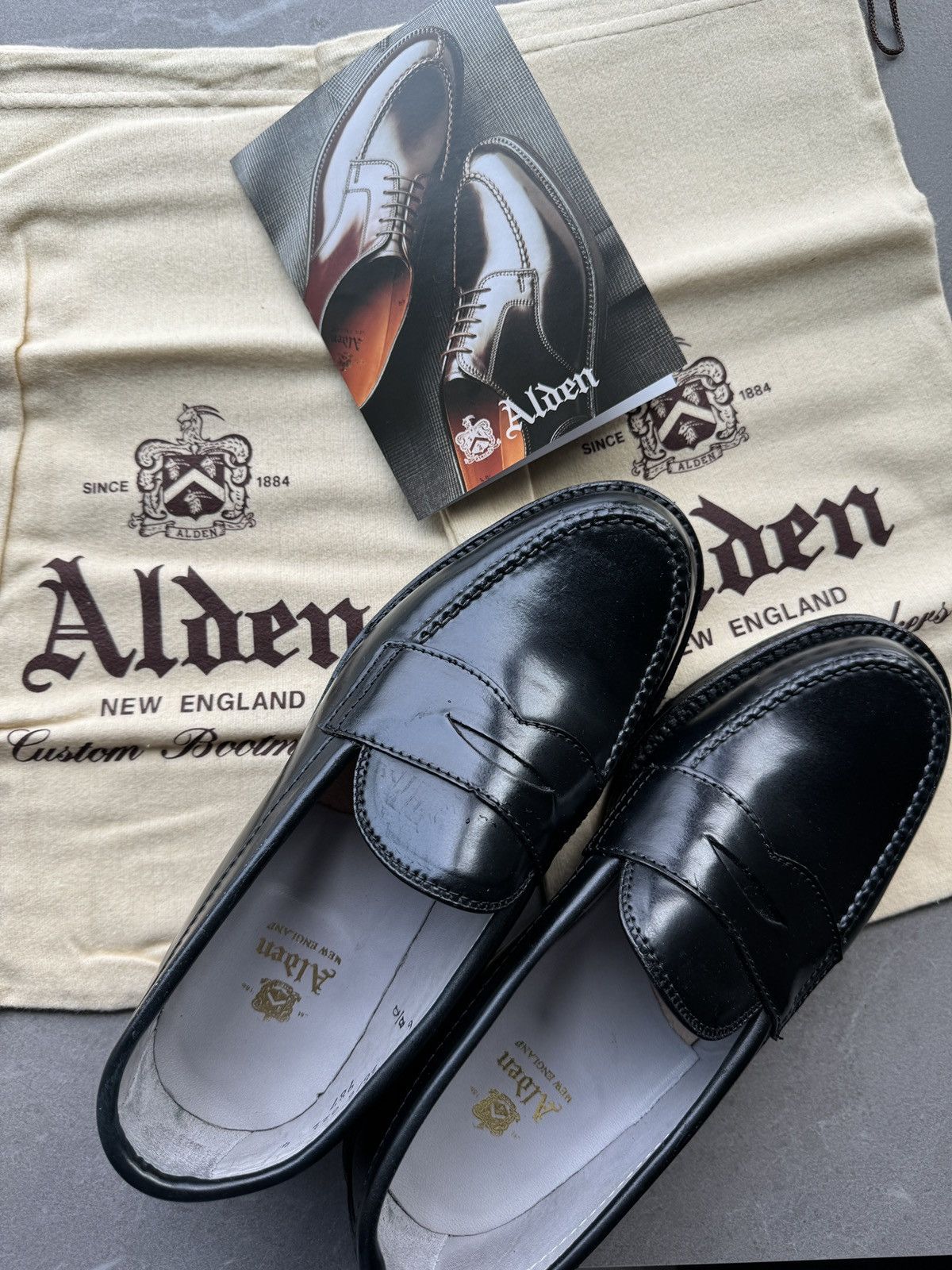 Alden ALDEN USA Black Horween Cordovan Horse Leather Penny Loafers Size US 6 / EU 39 - 14 Thumbnail
