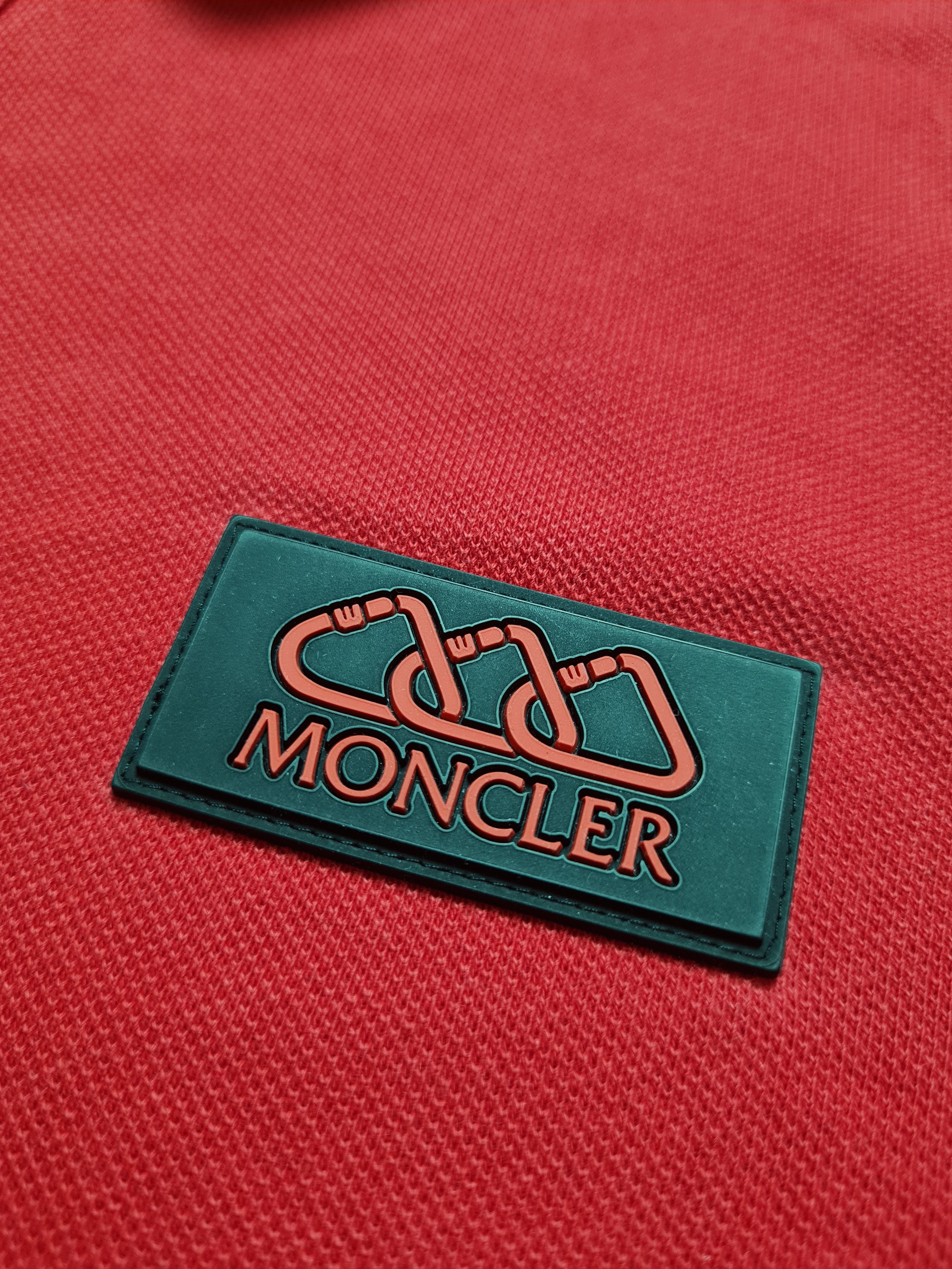 Moncler Mens T-Shirt MONCLER Logo Patch Polo Shirt In Red Size S Size US S / EU 44-46 / 1 - 6 Thumbnail