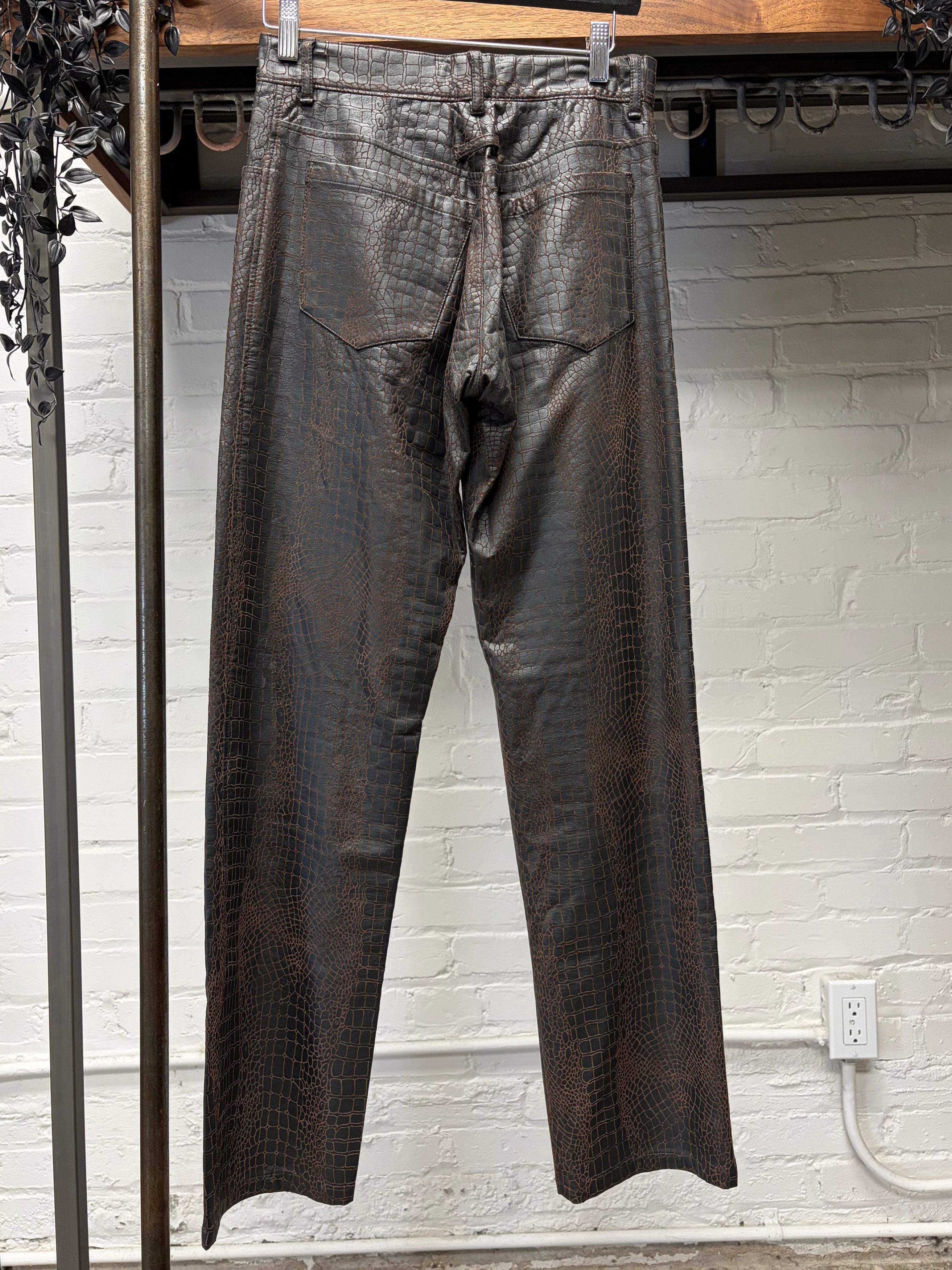 Jean Paul Gaultier Jean Paul Gaultier Homme Crocodile Embossed Leather Pants Size US 32 / EU 48 - 4 Thumbnail