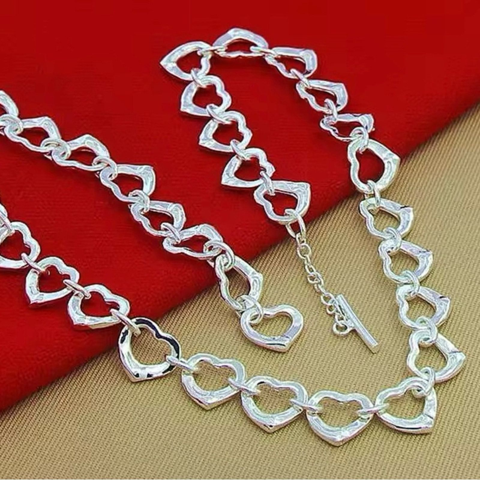 Other Sterling Silver Plated Heart Charm Silver Necklace Size ONE SIZE - 3 Thumbnail