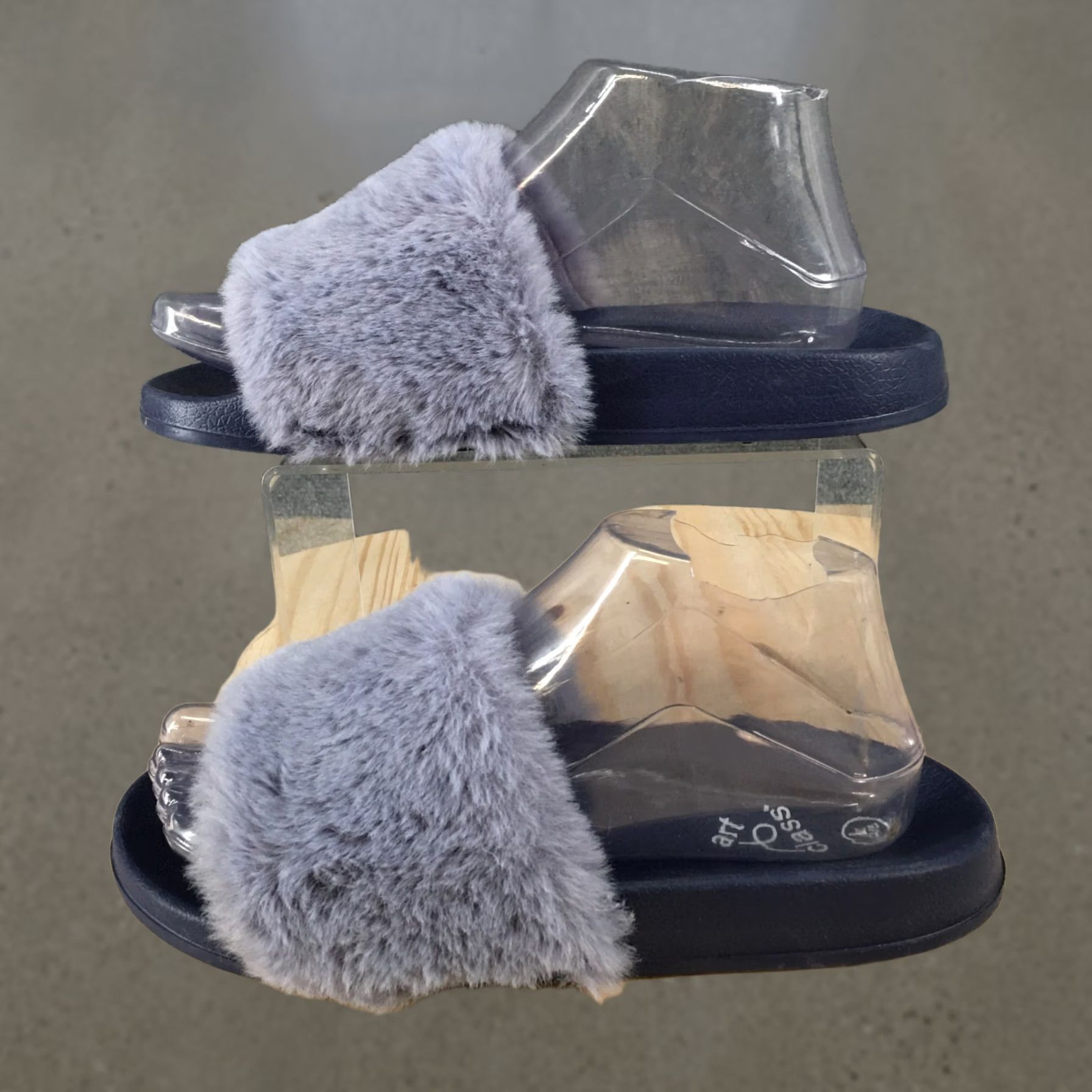 Vintage Art Class Sandals Womens 4/5 Casual Slip On Comfort Flats Slide Blue Faux Fur Size US 5 / IT 35 - 1 Thumbnail