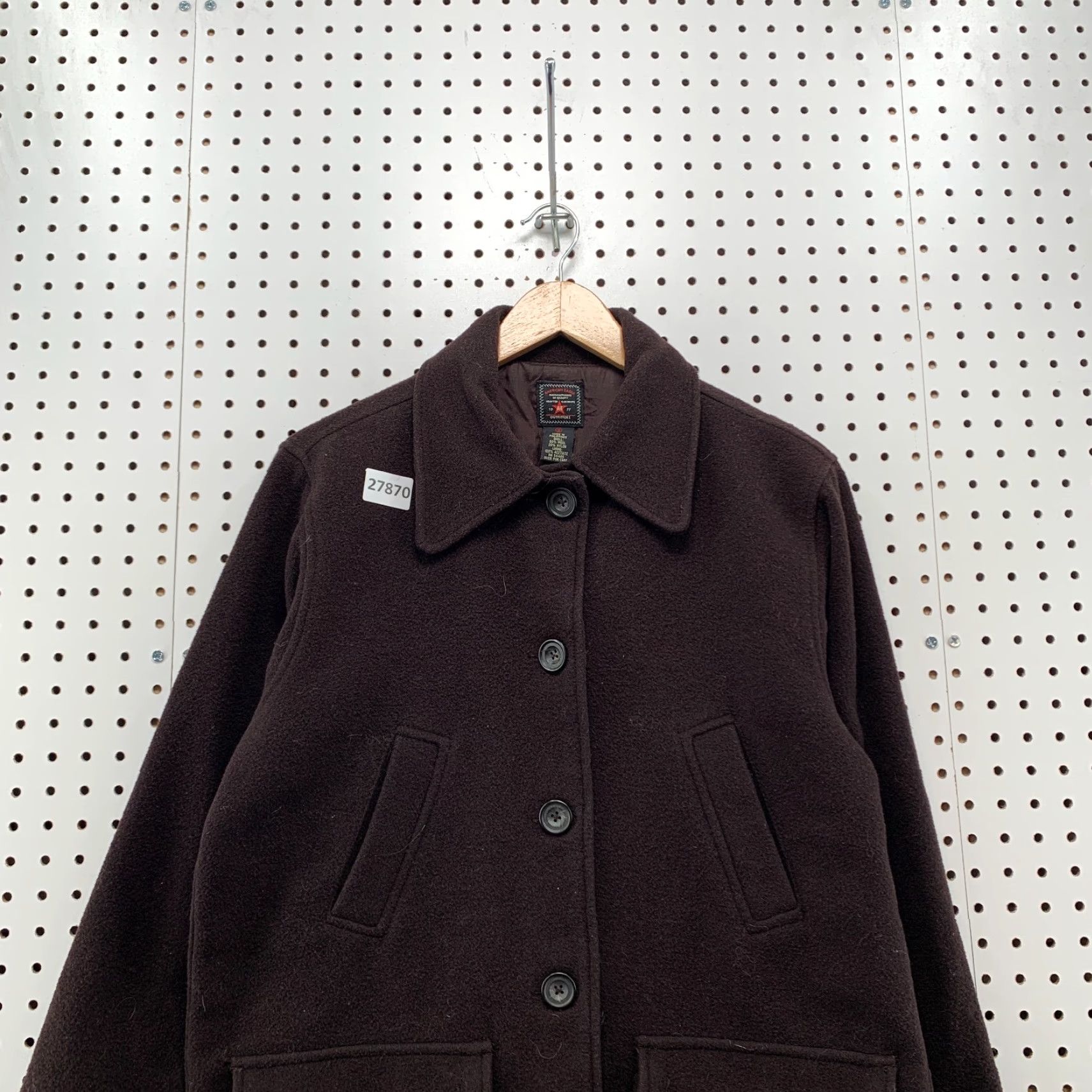 American Eagle Outfitters American Eagle Wool Coat Womens Small Brown Jacket Women's Wool Coat Pea Coat Collared 21.5X29.5 Regular Size Type: Regular Size S / US 4 / IT 40 - 2 Thumbnail