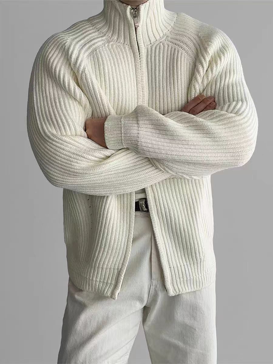 Japanese Brand Vintage Beige Double Pull-On Knit Stand-Up L Jacket Coat Size US L / EU 52-54 / 3 - 2 Thumbnail