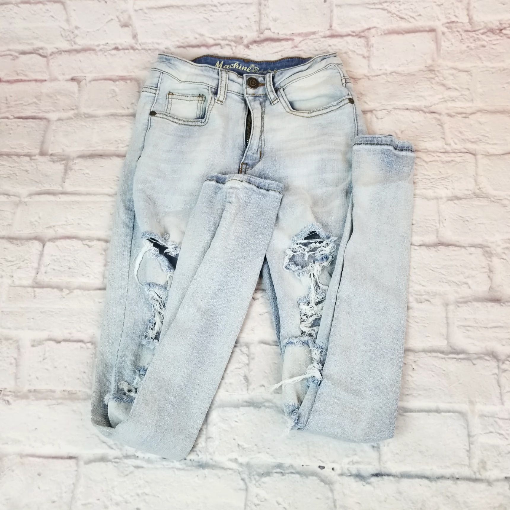 Toy Machine Machine Jeans Juniors Size 1 / 26 Distressed Stretch Jeggings Denim Blue 5-Pocket Slim Fit Womens Jeans Size 25" / US 0 / IT 36 - 2 Thumbnail