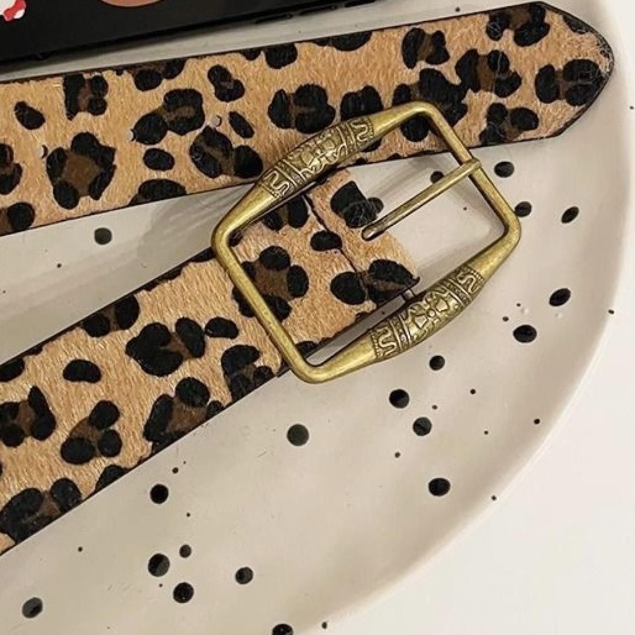 Japanese Brand Y2K Black Chunky Oversized Buckle Animal Print Boho Belt Size ONE SIZE - 4 Thumbnail