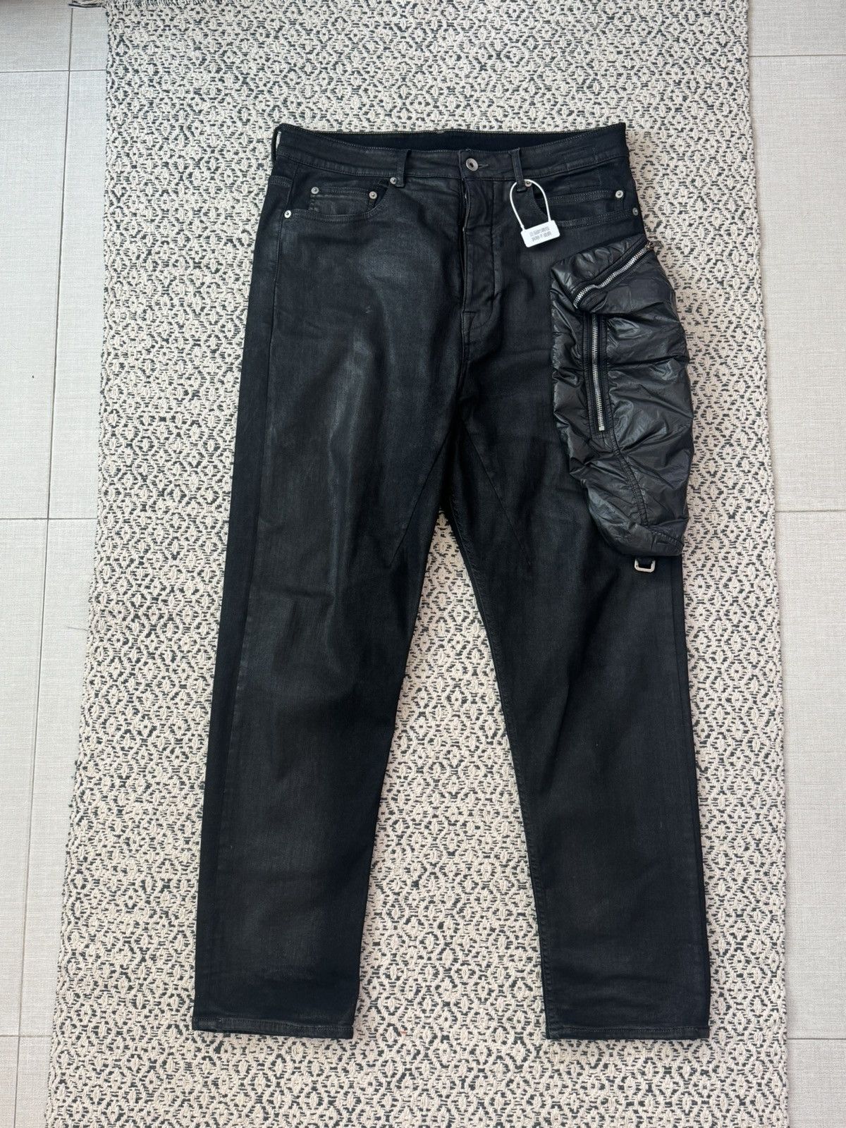Rick Owens Drkshdw Aircut Zip Black Wax Denim Jeans Trousers