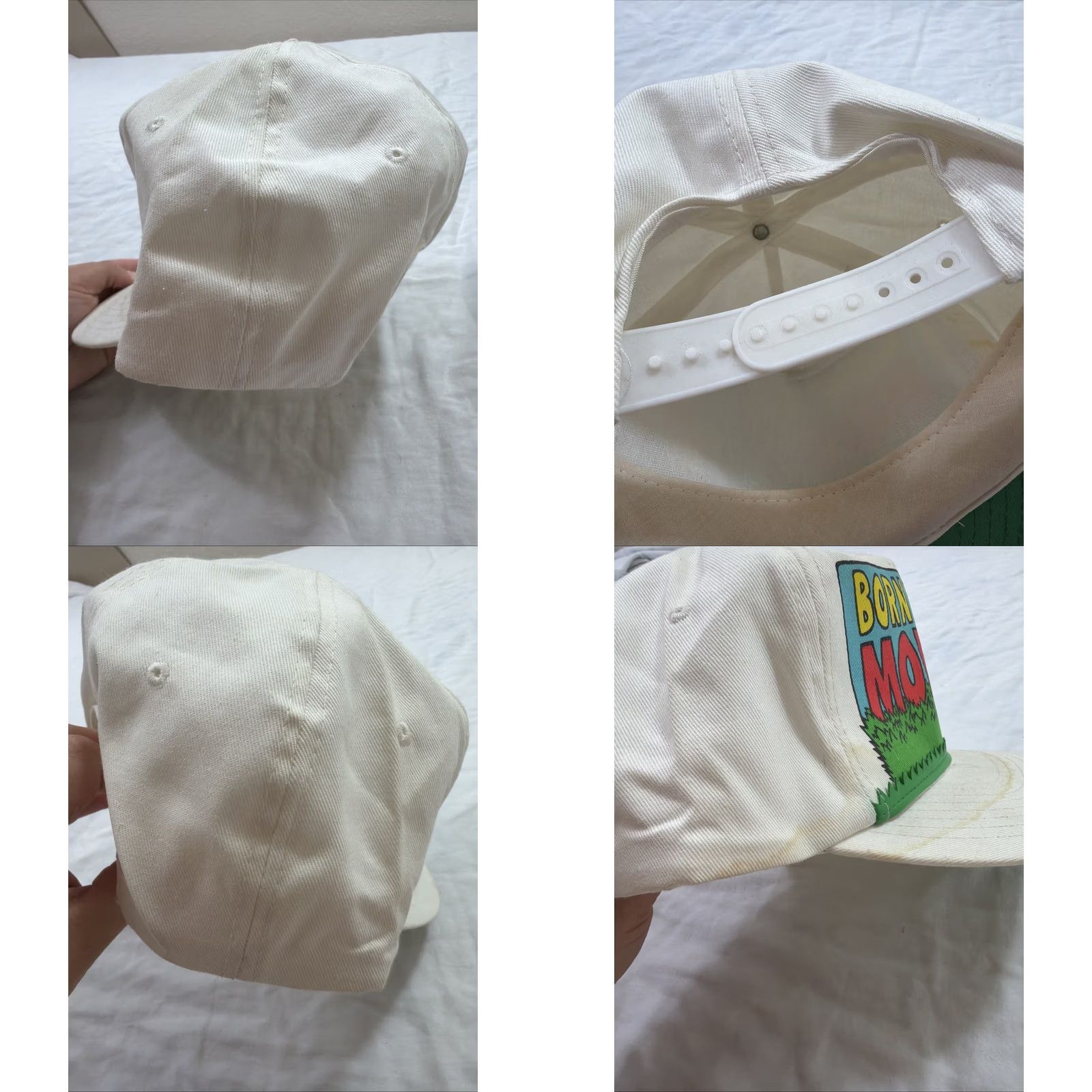 Vintage VINTAGE Avon SnapBack Hat White One Size Men 90s Born To Mow Comic Stained Size ONE SIZE - 8 Thumbnail